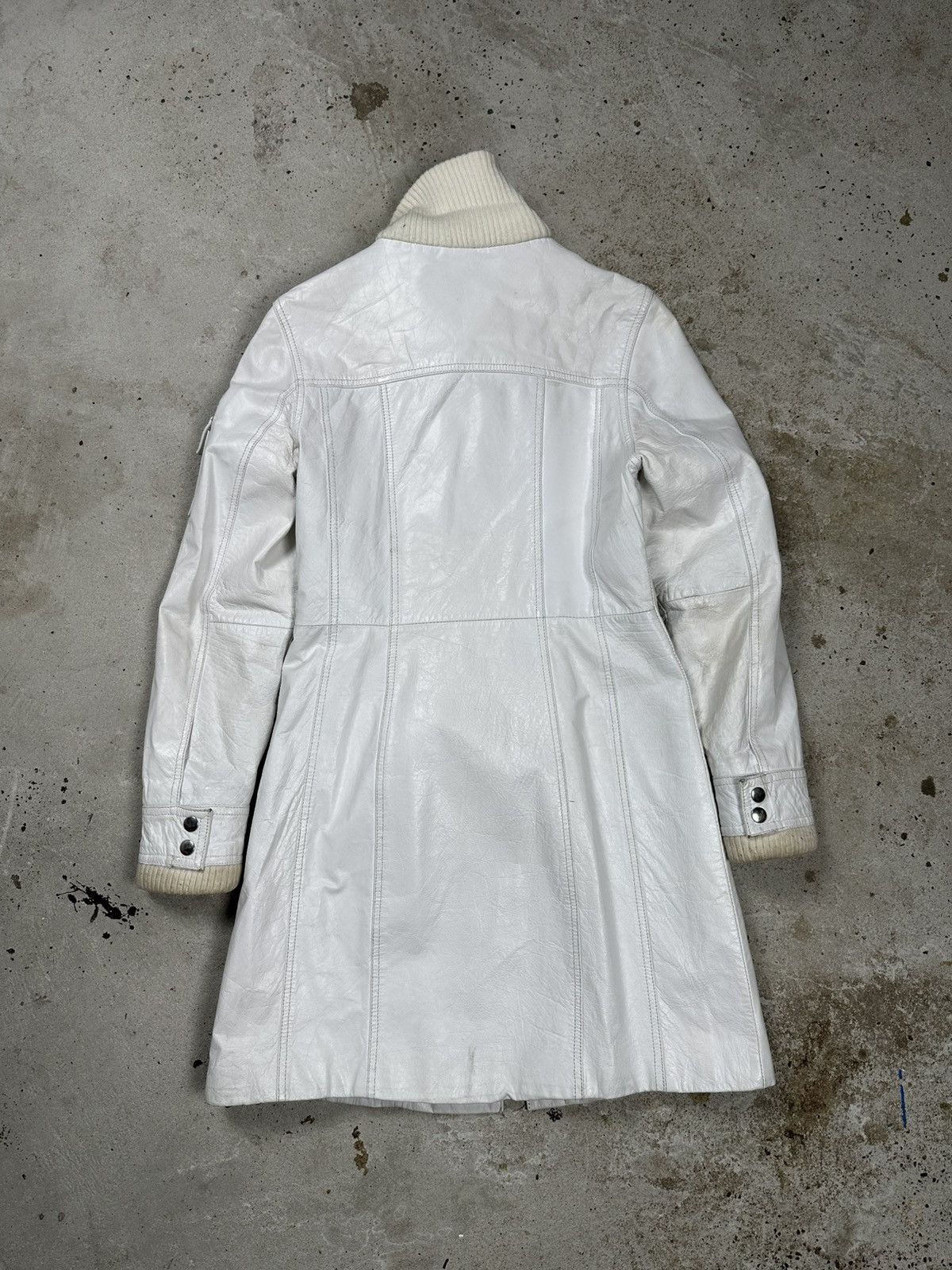 Japanese Brand Vintage Y2K Real Leather White Utility Coat Jacket Size M / US 6-8 / IT 42-44 - 2 Thumbnail