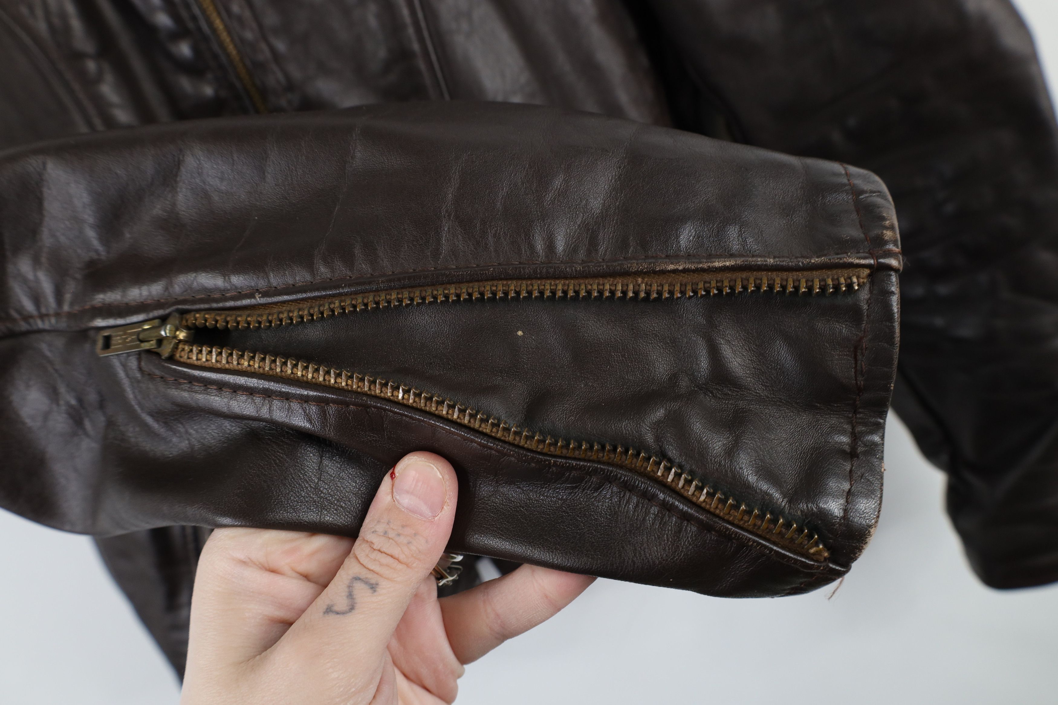 Vintage Vintage 60s Lined Leather Buckle Back Racer Jacket Brown USA Size M / US 6-8 / IT 42-44 - 6 Thumbnail