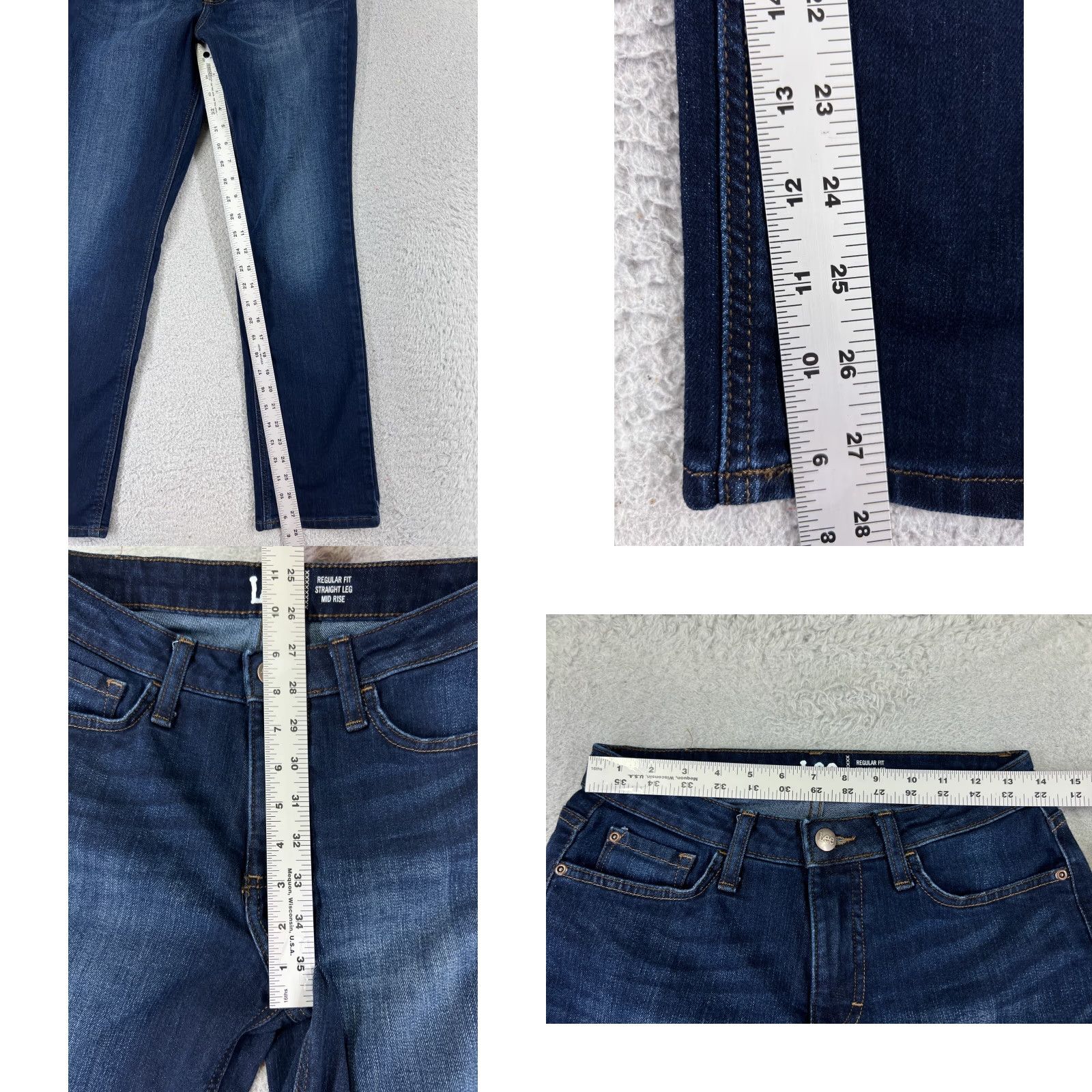 Lee Lee Blue Denim Jeans Regular Womens 26x28 4 Straight Leg Dark Wash Cotton 5-Pocket Designer American Size 27" / US 4 / IT 40 - 8 Thumbnail