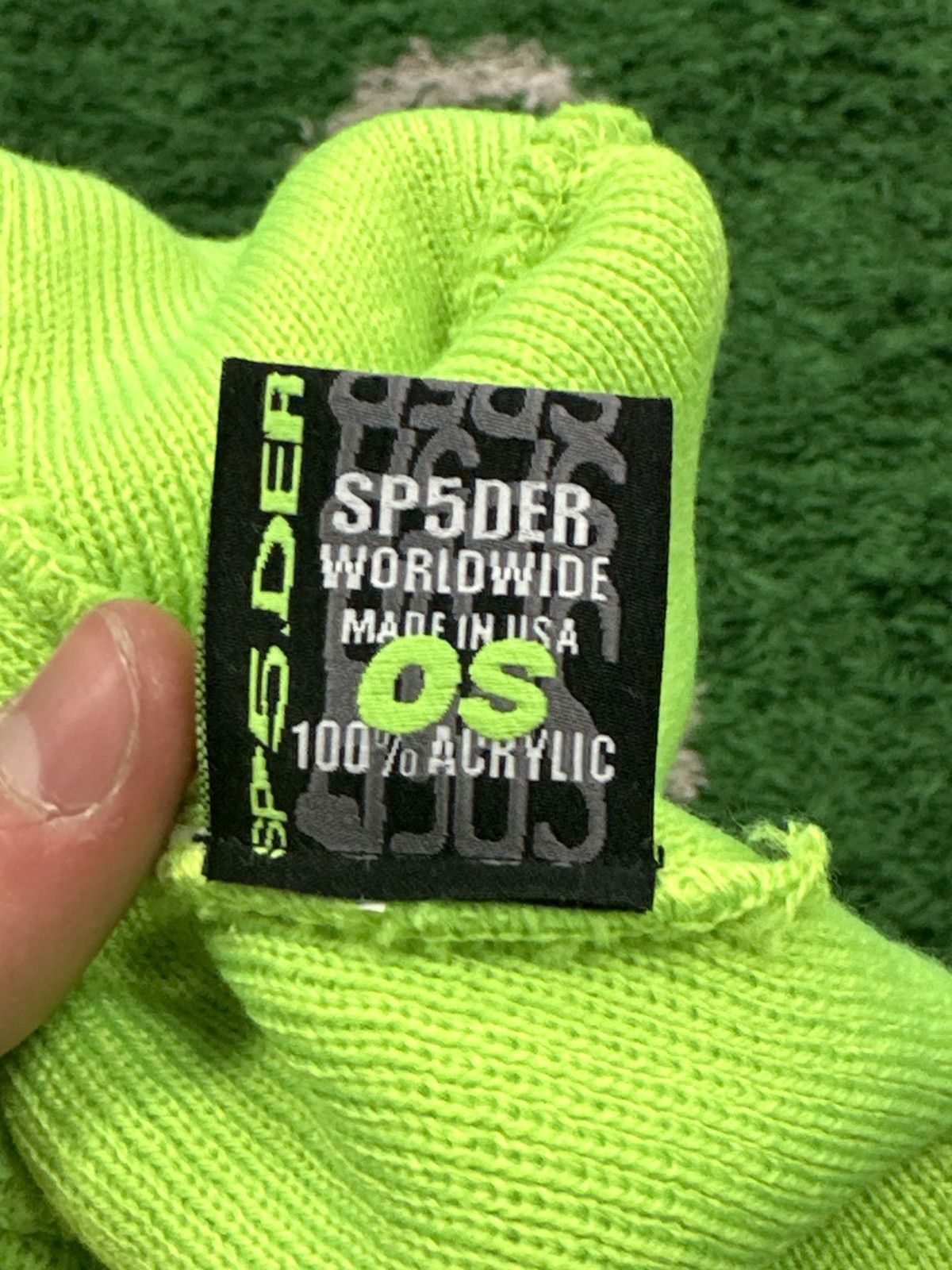 Sp5der Spider Worldwide Beanie Neon Slime Green Size ONE SIZE - 3 Thumbnail