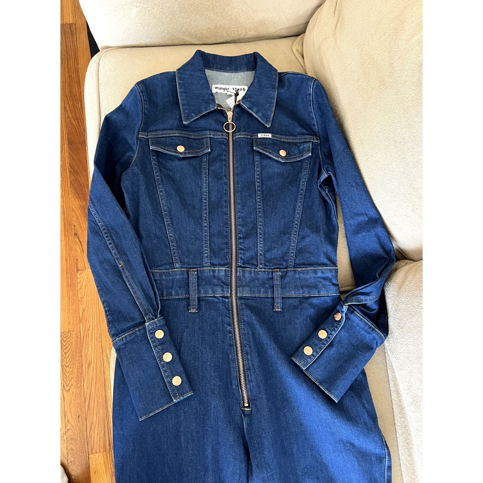 Wrangler Wrangler x Staud The Body Beautiful Denim Jumpsuit Size 28" / US 6 / IT 42 - 3 Thumbnail
