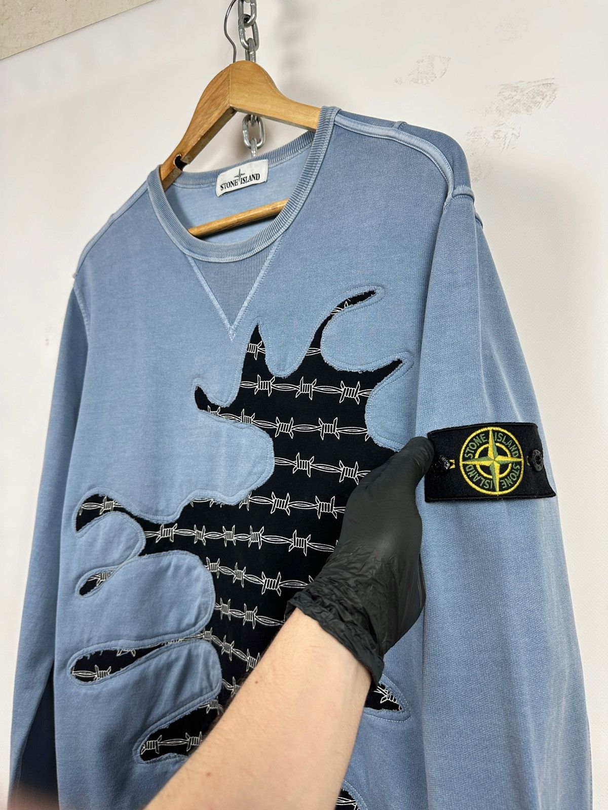 Stone Island Stone Island Custom Garment Dyed Blue Sweatshirt Size US L / EU 52-54 / 3 - 5 Thumbnail