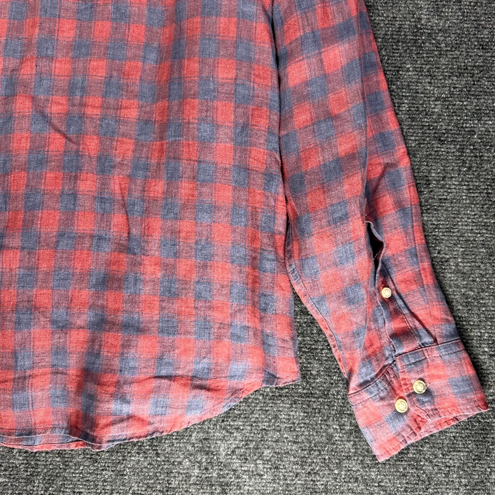 Banana Republic Banana Republic Shirt Mens L Camden Fit Red Blue Linen Check Button Down Shirt Size US L / EU 52-54 / 3 - 6 Thumbnail
