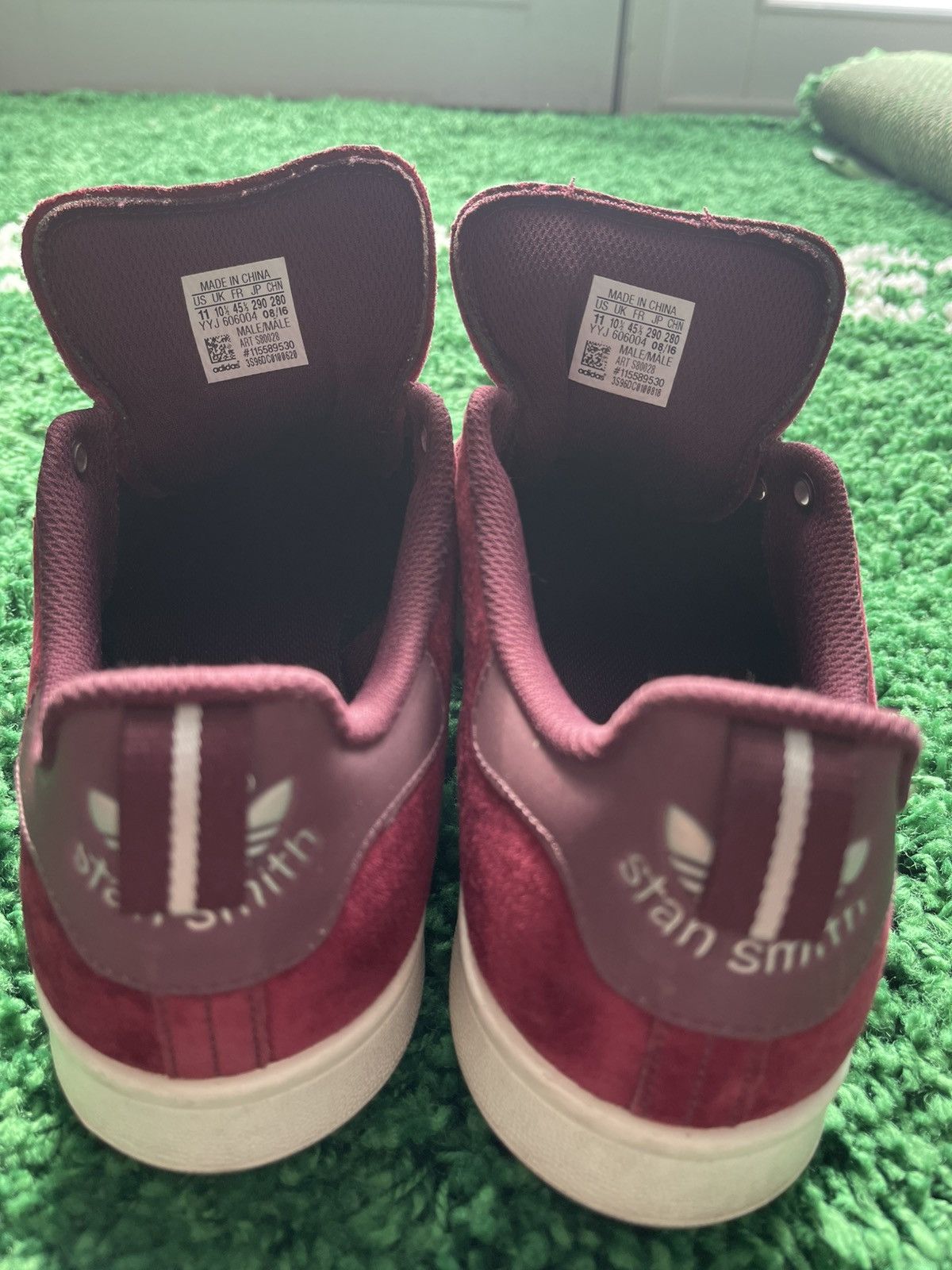 Adidas Stan Smith Suede Maroon Size US 11 / EU 44 - 5 Thumbnail