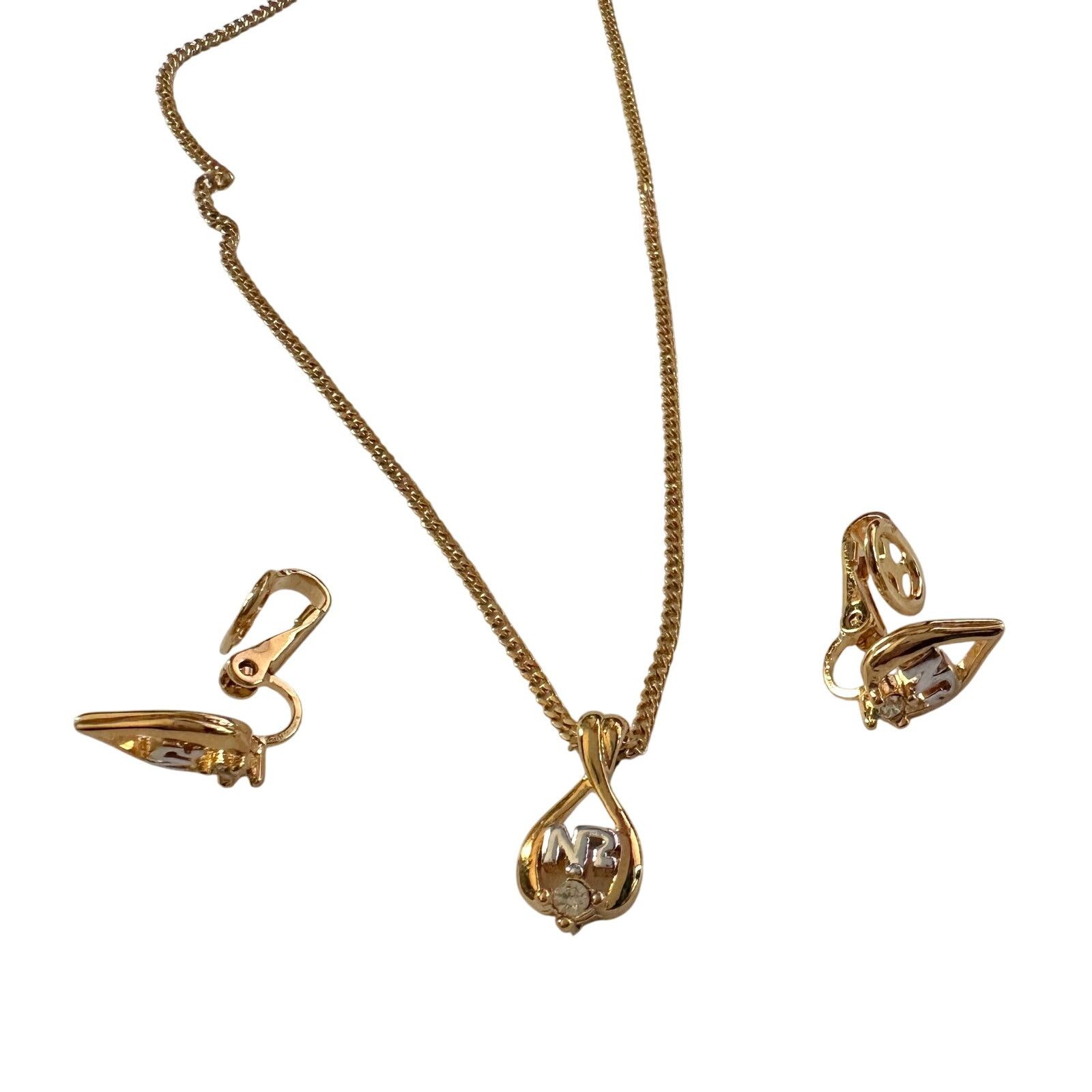 Nina Ricci Nina Ricci Necklace nad Earrings Set NR Rhinestone Size ONE SIZE - 5 Thumbnail