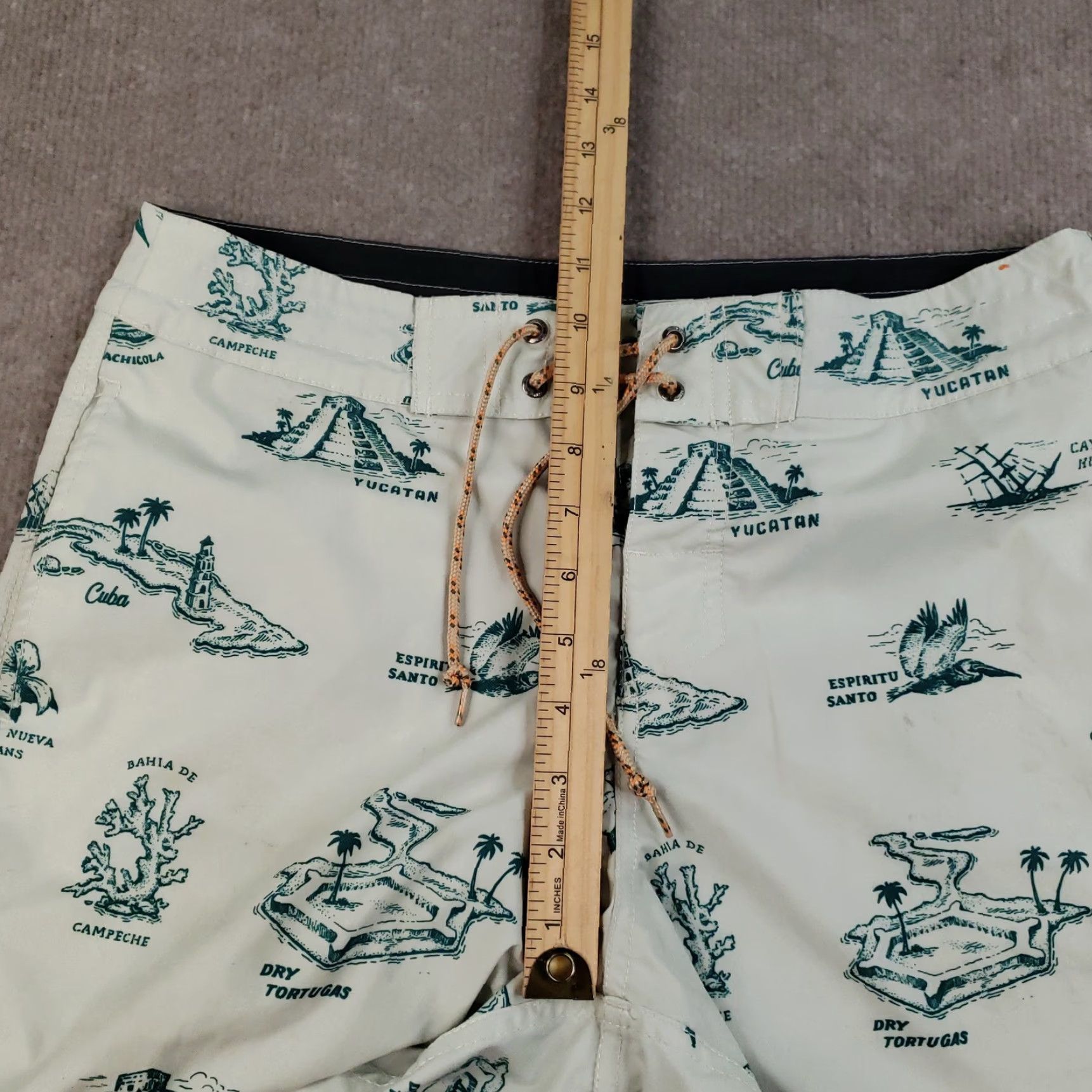 Howler Brothers Howler Brothers Board Shorts Mens 30 Map Print Swim Trunks Drawstring Beige Ocean Travel Geometric Pattern Quick Dry Lined Back Pocket Mens Size US 30 / EU 46 - 7 Thumbnail