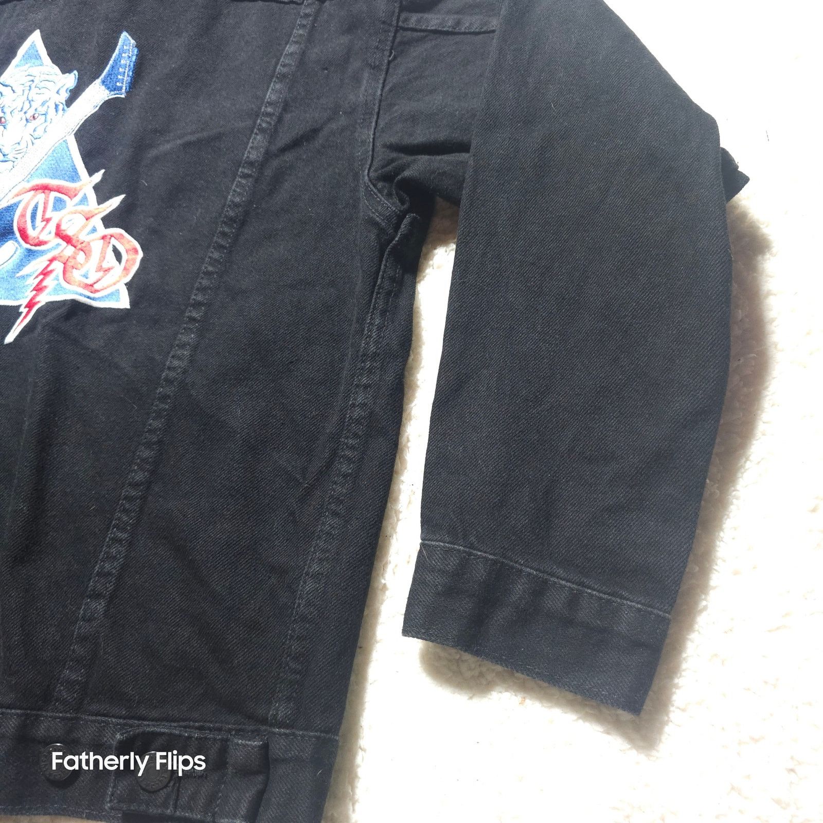 Other Vintage TSO Black Denim Tour Jacket Tiger Guitar USA Med Size M / US 6-8 / IT 42-44 - 5 Thumbnail