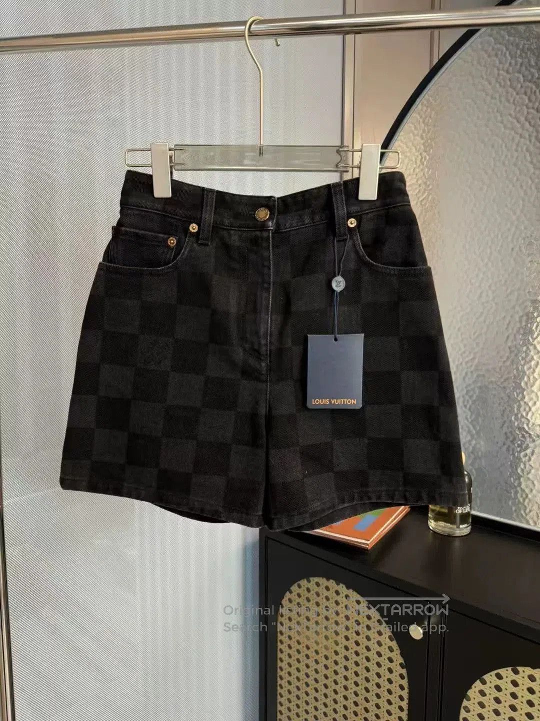 Louis Vuitton Louis Vuitton Black Checker Denim Shorts. Size 35" - 1 Thumbnail