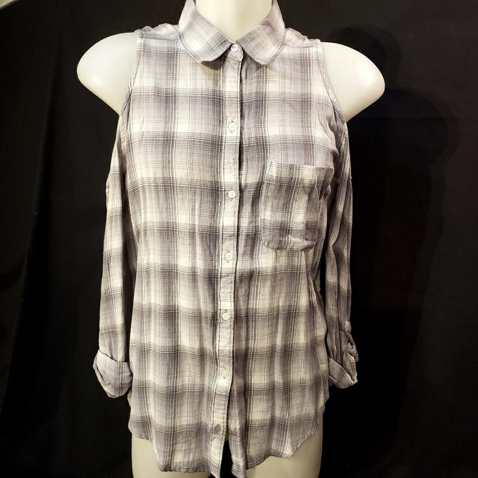 Other Hollister Cold Shoulder Plaid Shirt sz L Size L / US 10 / IT 46 - 1 Thumbnail