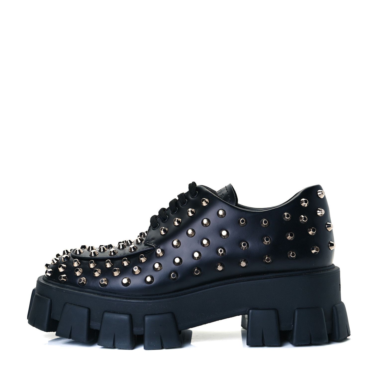 Leather Monolith Studded Loafer Shoes