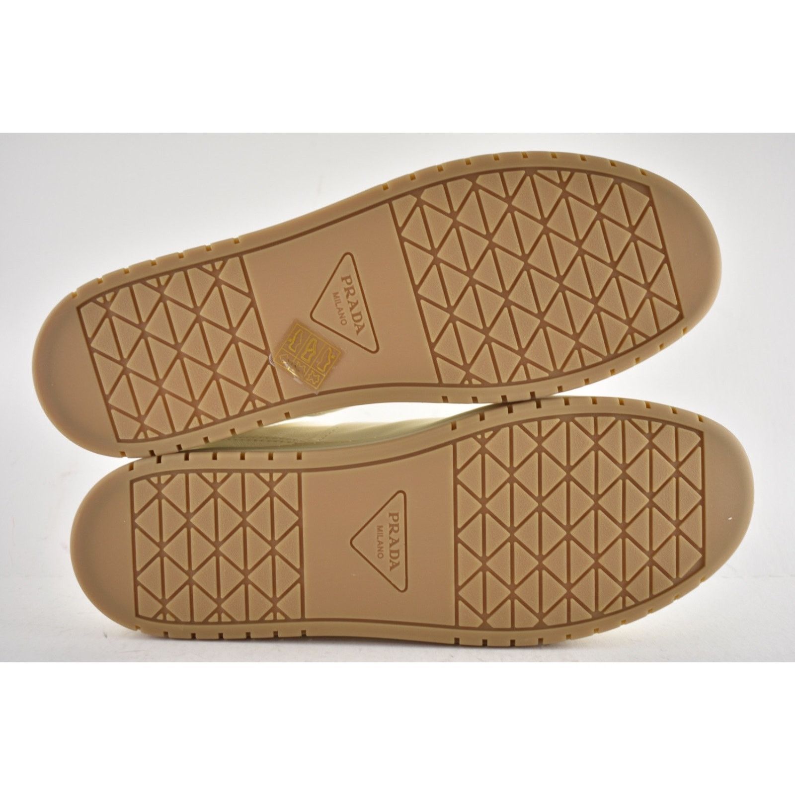Prada Prada Downtown Leather Gold Logo Flat Low Top Sneaker 41 Size US 11 / IT 41 - 19 Thumbnail