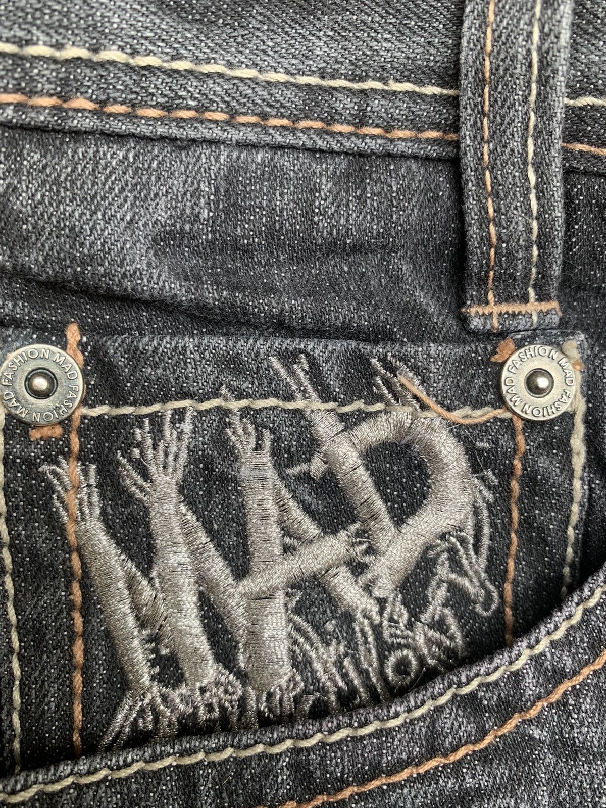 Art Comes First Mad Fashion Embroidered and Paint Print Denim Pants Size US 32 / EU 48 - 21 Thumbnail
