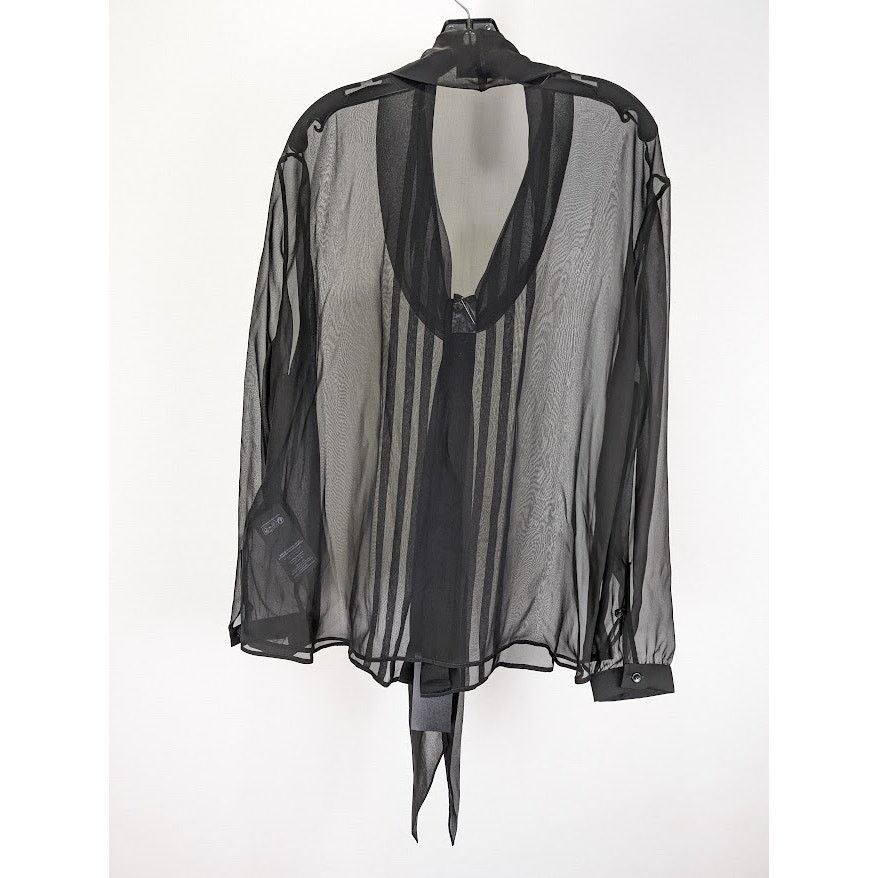 Saint Laurent Paris o1rshd1 Lavallière silk crêpe de chine shirt in Black Size US M / EU 48-50 / 2 - 8 Thumbnail