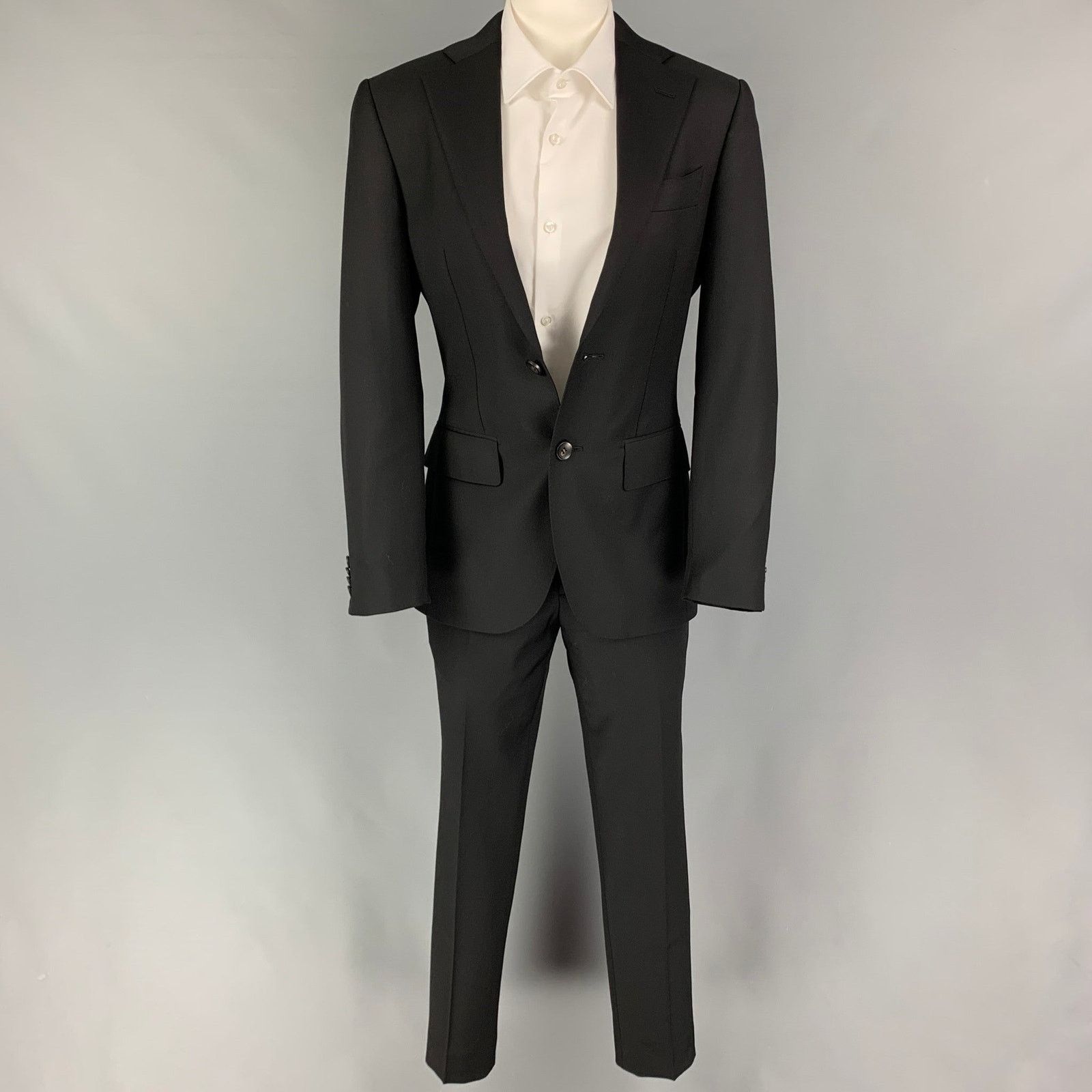 Suitsupply SUITSUPPLY Size 36 Black Wool Single Breasted Suit Size 36R - 2 Thumbnail