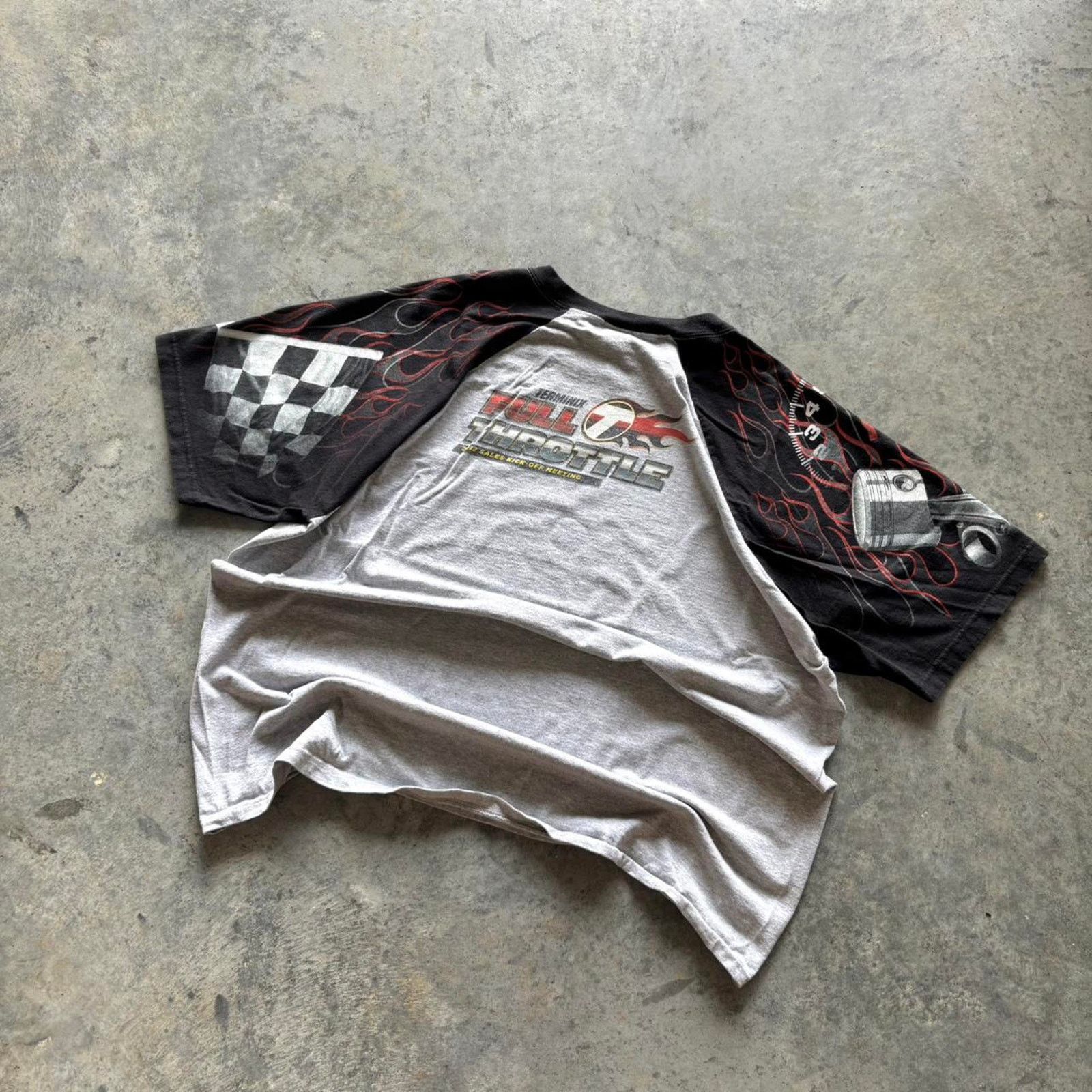 Japanese Brand × Vintage Vintage Flame Sleeve Print Biker Style T-shirt Size US XL / EU 56 / 4 - 3 Thumbnail
