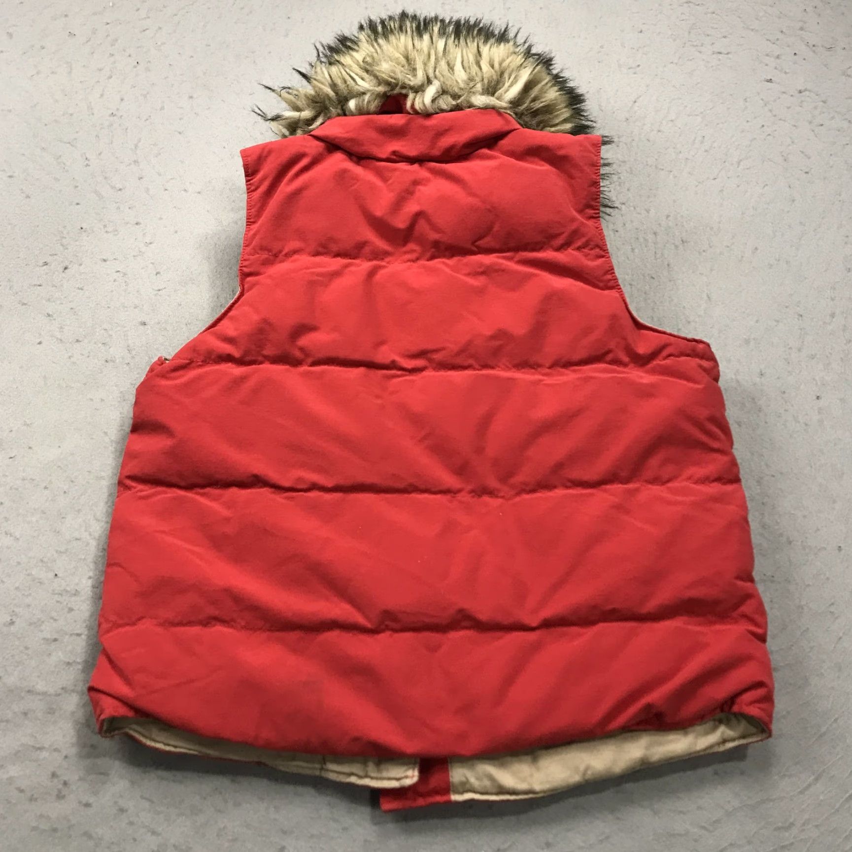 Vintage Denim & Supply Ralph Lauren Vest Womens Small Red Fur Trim Down Puffer Hood Snap Vest Vintage S Womens Size S / US 4 / IT 40 - 6 Thumbnail