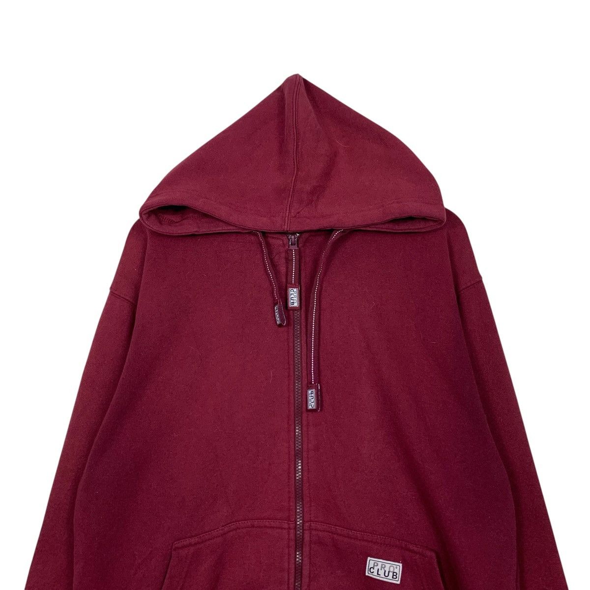 Vintage PRO CLUB Maroon Zipper Hoodie Sweatshirt #2427-C109 Size US M / EU 48-50 / 2 - 2 Thumbnail
