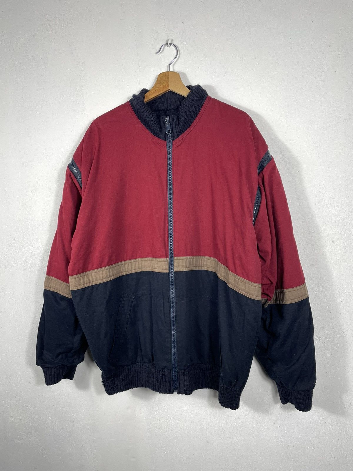 Designer × Paul & Shark × Vintage Retro 90s Navy Red Paul & Shark Double-sided Bomber Size US XXL / EU 58 / 5 - 7 Thumbnail