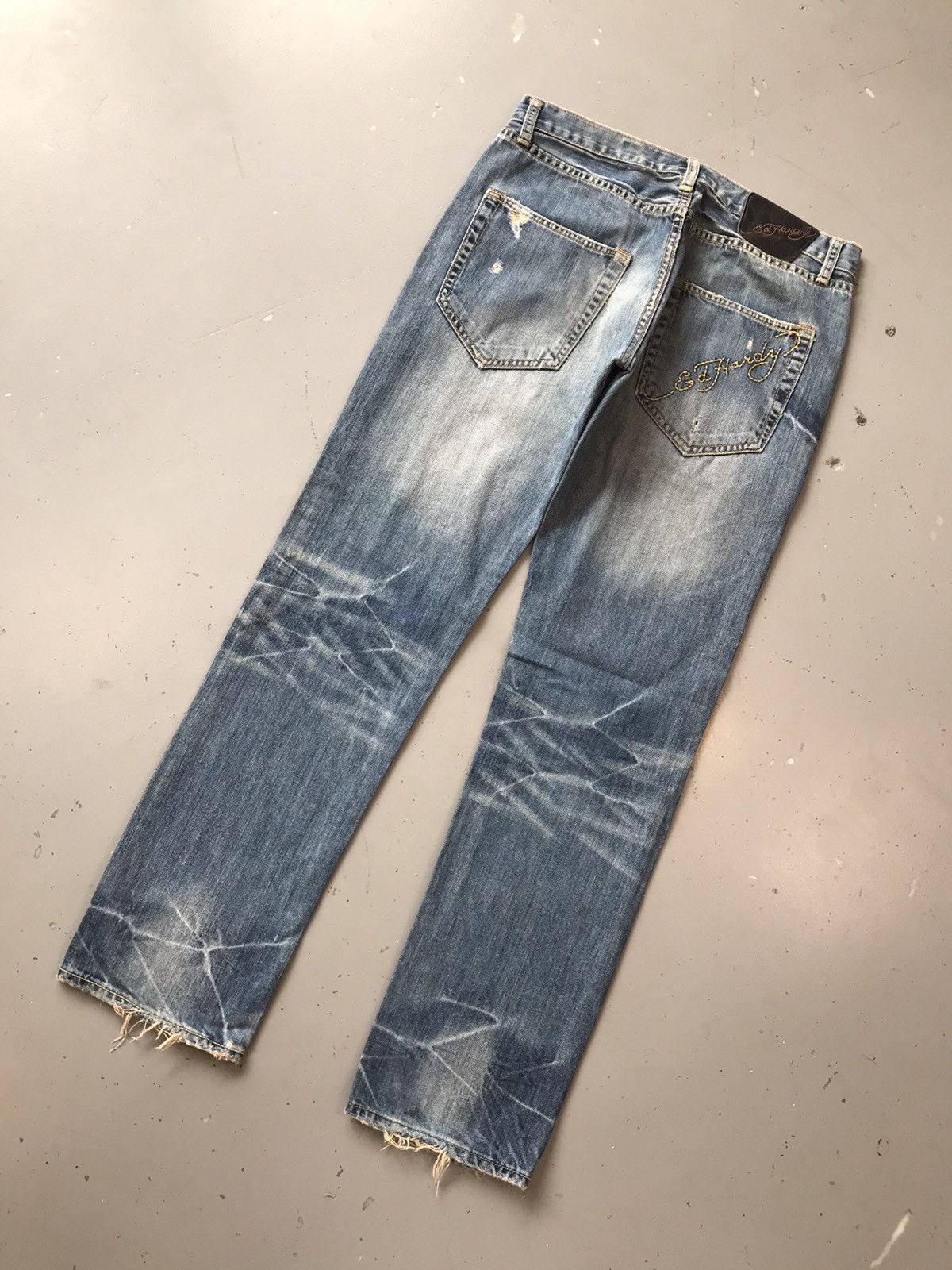Christian Audigier × Ed Hardy × Vintage Vintage Edhardy Christian Audigier distressed denim Size US 33 - 10 Thumbnail
