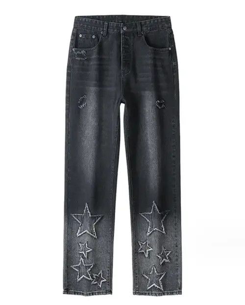 Jean Street star embroidered washed gradient jeans Size US 34 / EU 50 - 4 Thumbnail