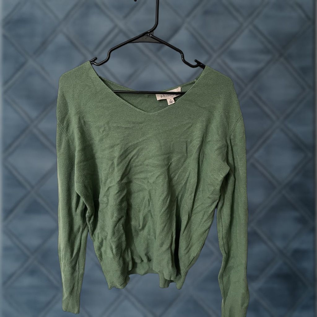 Vintage Philosophy Women's Green Long Sleeve V-Neck Pullover Sweater Size L Size L / US 10 / IT 46 - 1 Thumbnail
