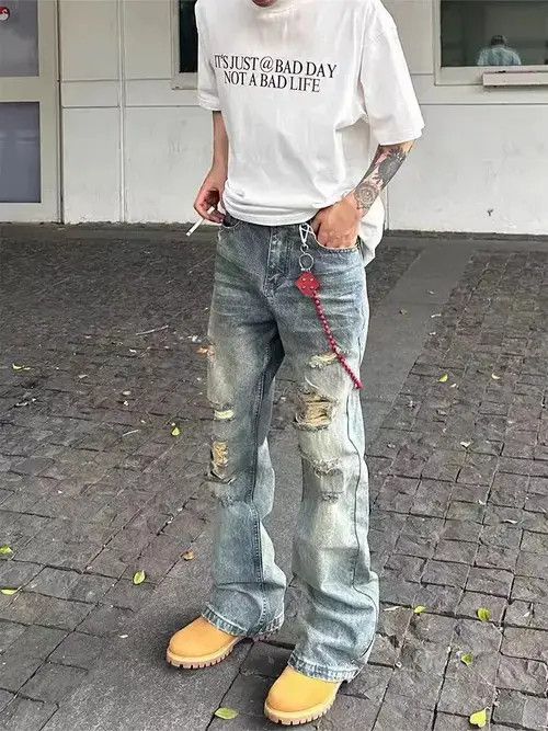 Jean Ripped Retro Micro Flare Jeans Size US 29 - 1 Thumbnail