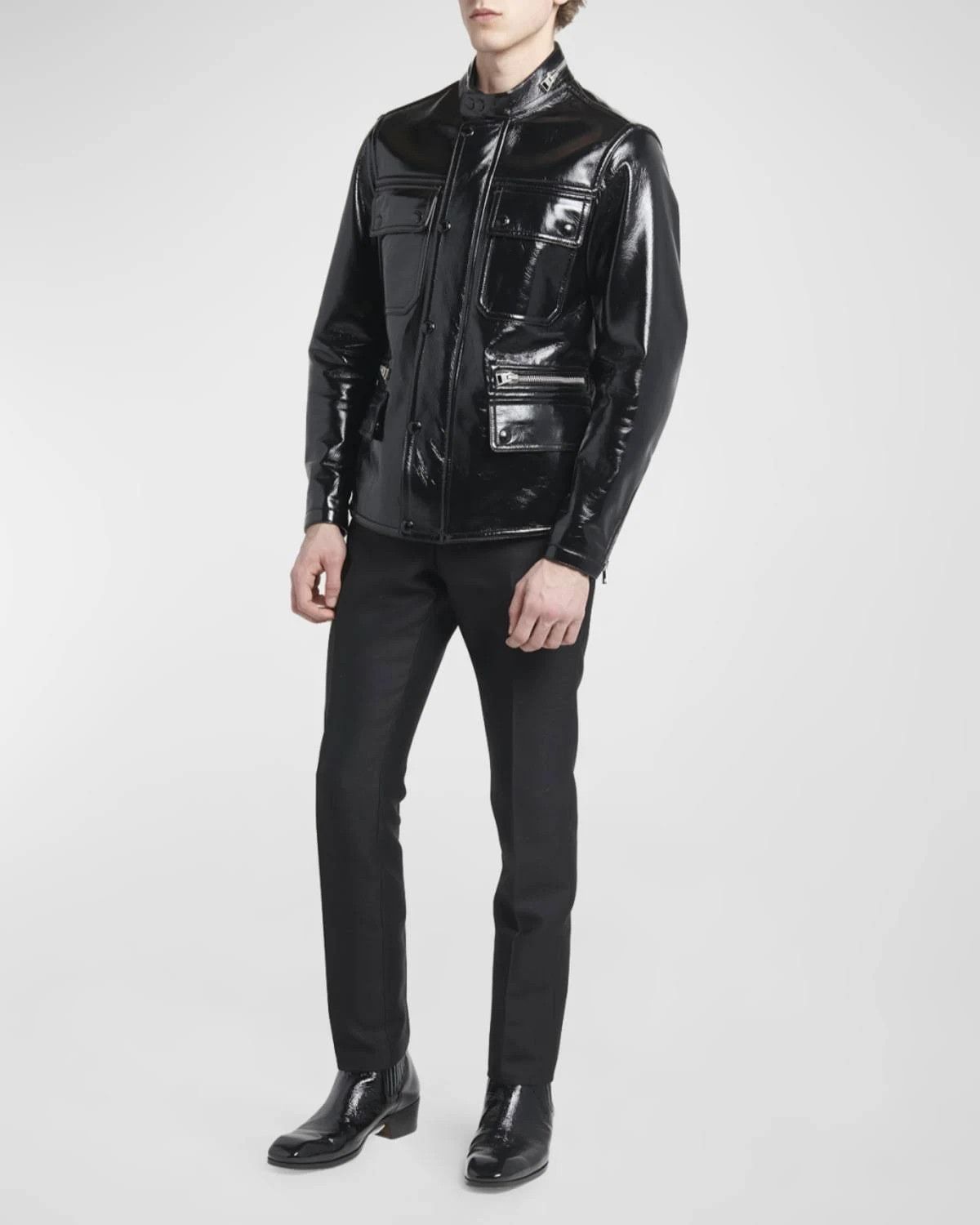 Tom Ford o1w1db10425 Leather Motorcycle Jacket in Black Size US L / EU 52-54 / 3 - 3 Thumbnail
