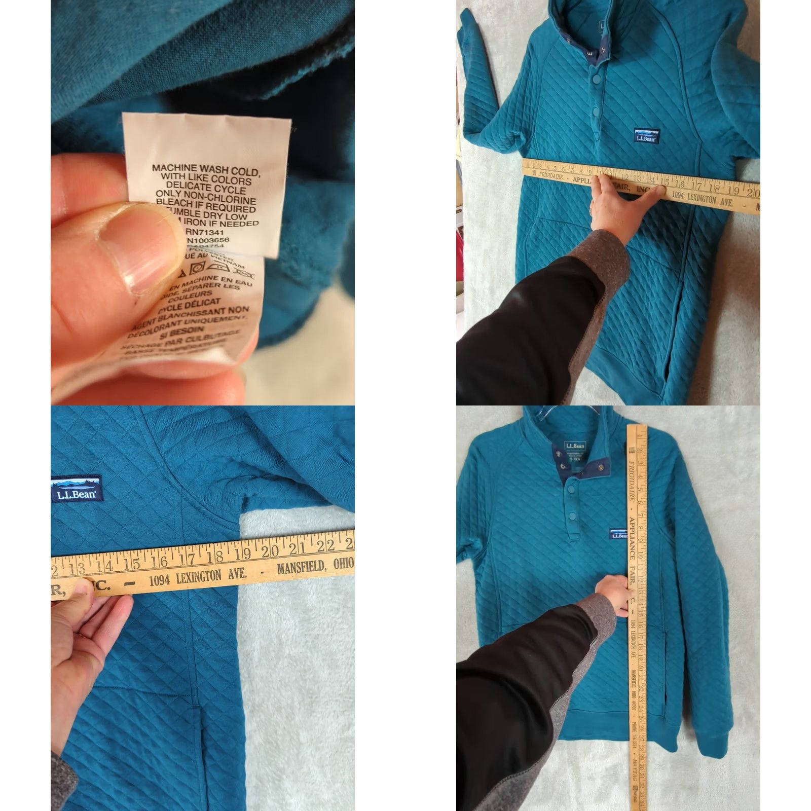 Vintage LL Bean Sweatshirt Men S Teal 1/4 Snap Mock Neck Quilted Diamond Pullover Pocketes Casual Knit Crew Neck Button Snap Dots Size US S / EU 44-46 / 1 - 8 Thumbnail