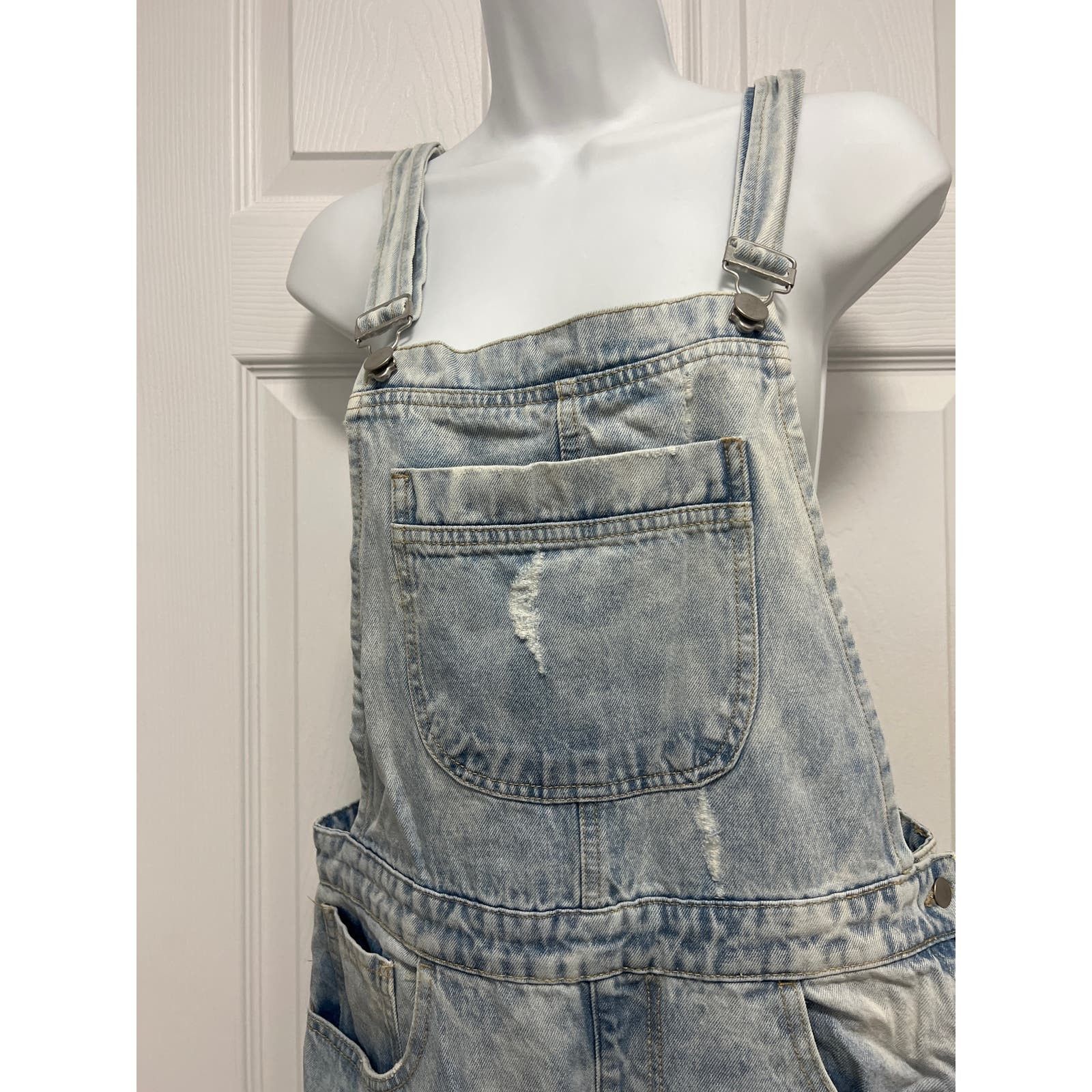Forever 21 Light Wash Denim Skirt Overalls size 29 Forever 21 Size 29" - 2 Thumbnail