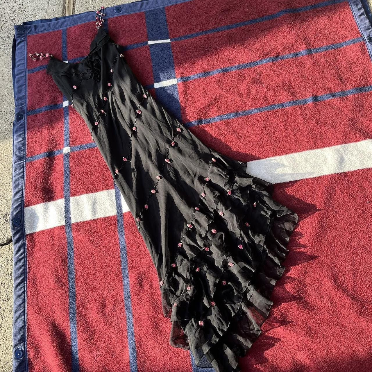 Other Y2K Vintage I.C.E black Silk rose tiered ruffle dress Size M / US 6-8 / IT 42-44 - 1 Thumbnail