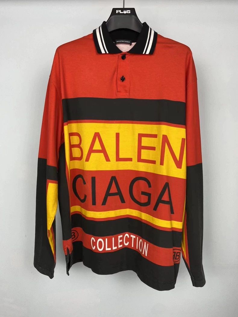 Balenciaga Balenciaga Color Blocked Long Sleeve Polo Shirt Size US XXS / EU 40 - 1 Thumbnail