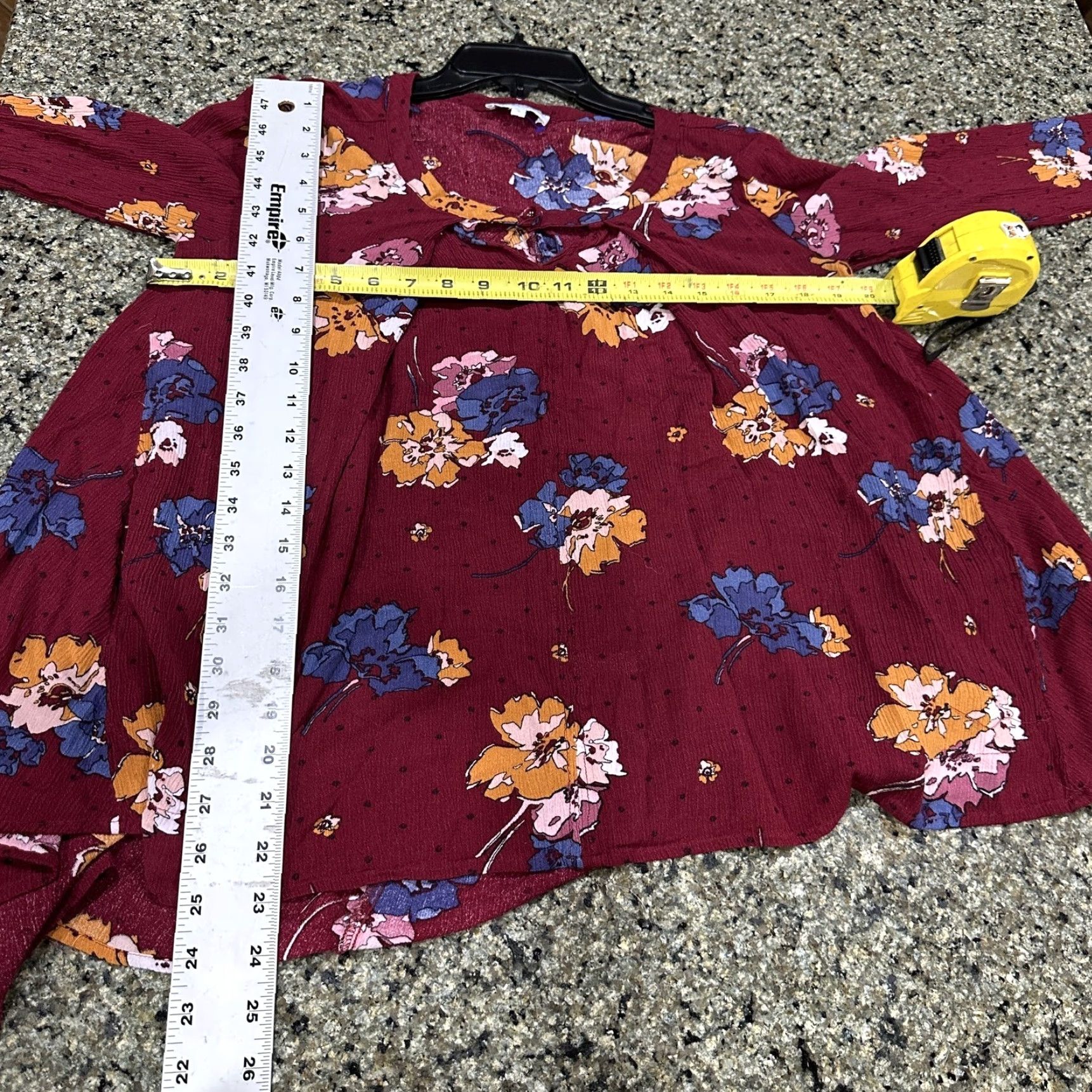 Vintage Grace Lace Blouse S Women Long Sleeve Floral Round Neck Boho Tunic Burgundy Red Orange Lightweight Ruffle Casual Womens Size S / US 4 / IT 40 - 5 Thumbnail