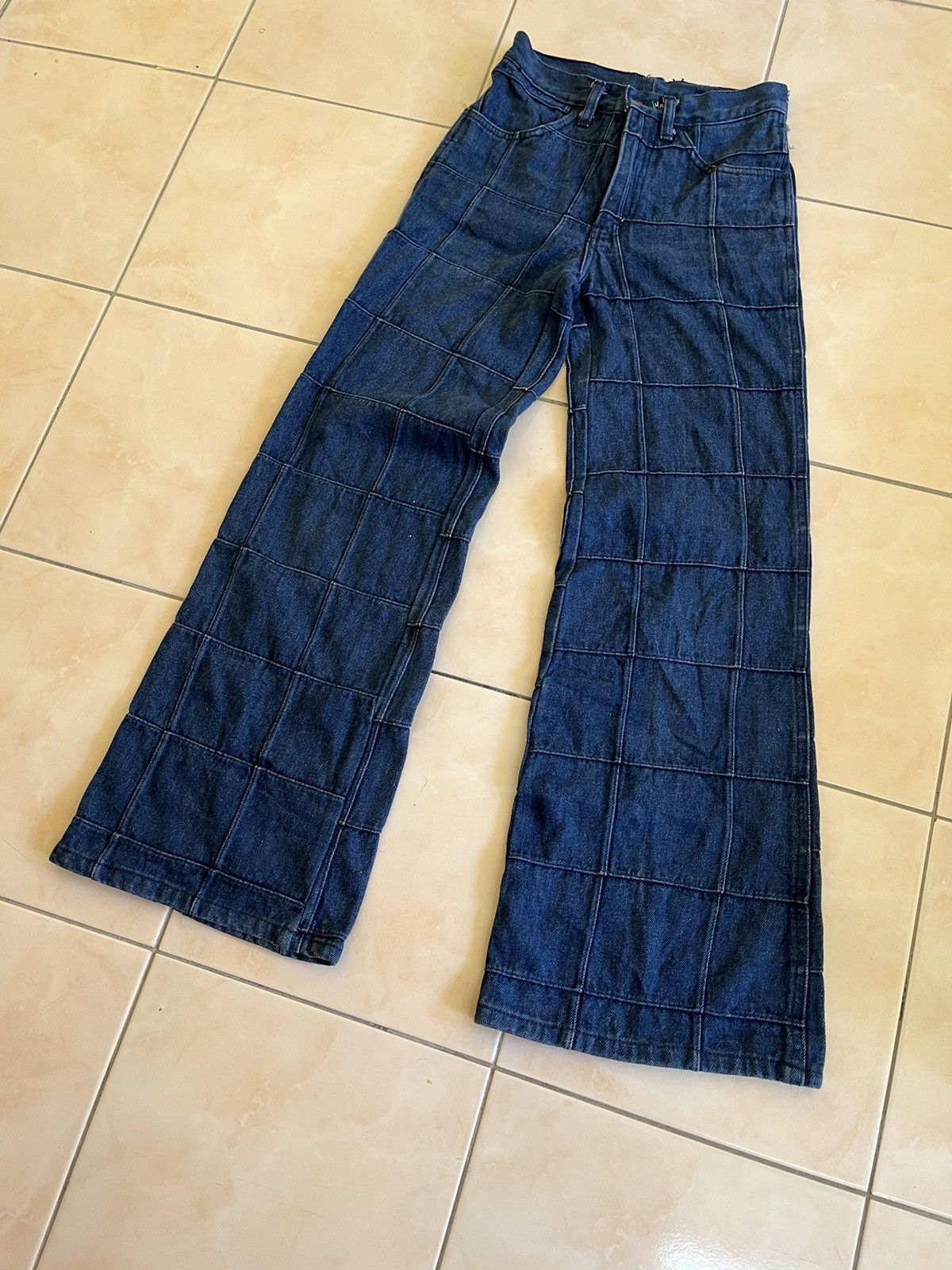 Hang Ten × Other × Vintage ❤️‍🔥SEND OFFER❤️‍🔥 1970s HANG TEN PATCHWORK WINDOWPANE DENIM FLARE Size 27" / US 4 / IT 40 - 2 Thumbnail