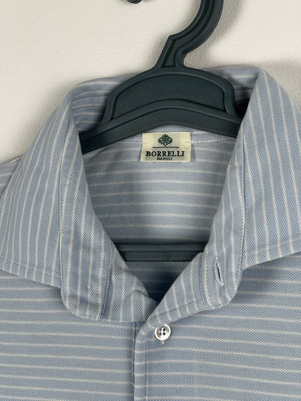 Borriello Napoli Borrelli Napoli Light Blue Striped Polo T Shirt Italy Size US M / EU 48-50 / 2 - 4 Thumbnail