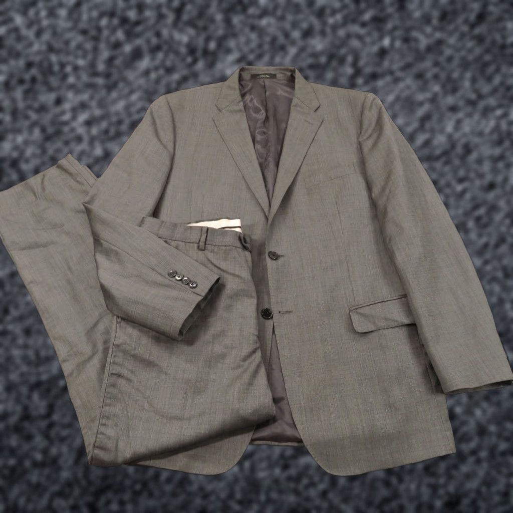 Ermenegildo Zegna Ermenegildo Zegna Suit 2 Piece Charcoal Wool Silk Jacket Pant 44L 36x32 Men Regular Notch Lapel Size 44R - 1 Thumbnail