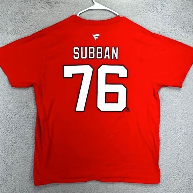 Vintage New York Devils Subban T-Shirt Mens XL Red NHL Jersey Short Sleeve Tee Fanatics Size US XL / EU 56 / 4 - 2 Thumbnail