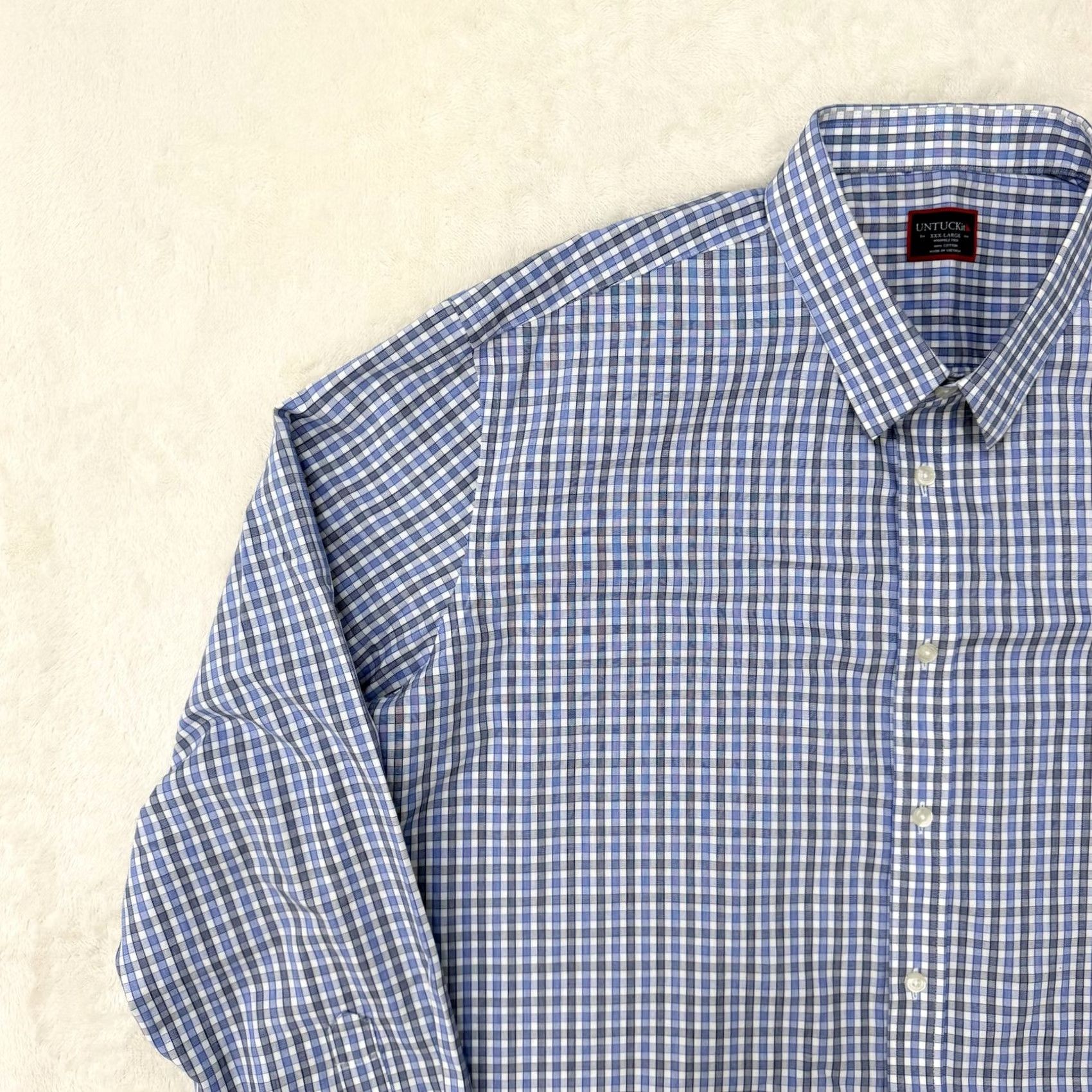 UNTUCKit UNTUCKit Shirt Mens 3XL Blue Check Wrinkle Free Button Up Long Sleeve Cotton Shirt Mens 3XL Blue Check Wrinkle Resistant Button-Up Collared Size US XXL / EU 58 / 5 - 5 Thumbnail
