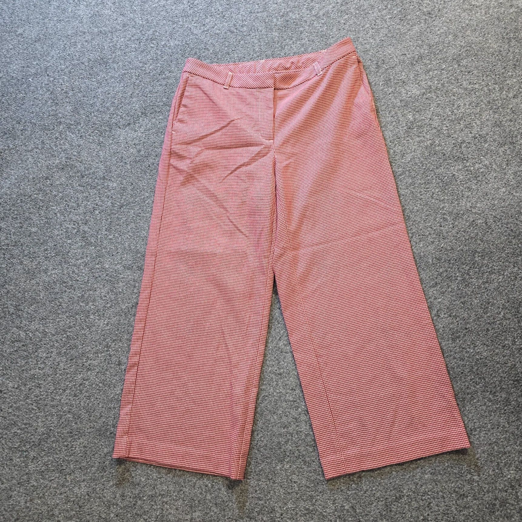 J. Jill J. Jill Pants Womens Size 10 Red Houndstooth Crop Capri Wide Leg Stretch Casual Pants Size 30" / US 8 / IT 44 - 2 Thumbnail