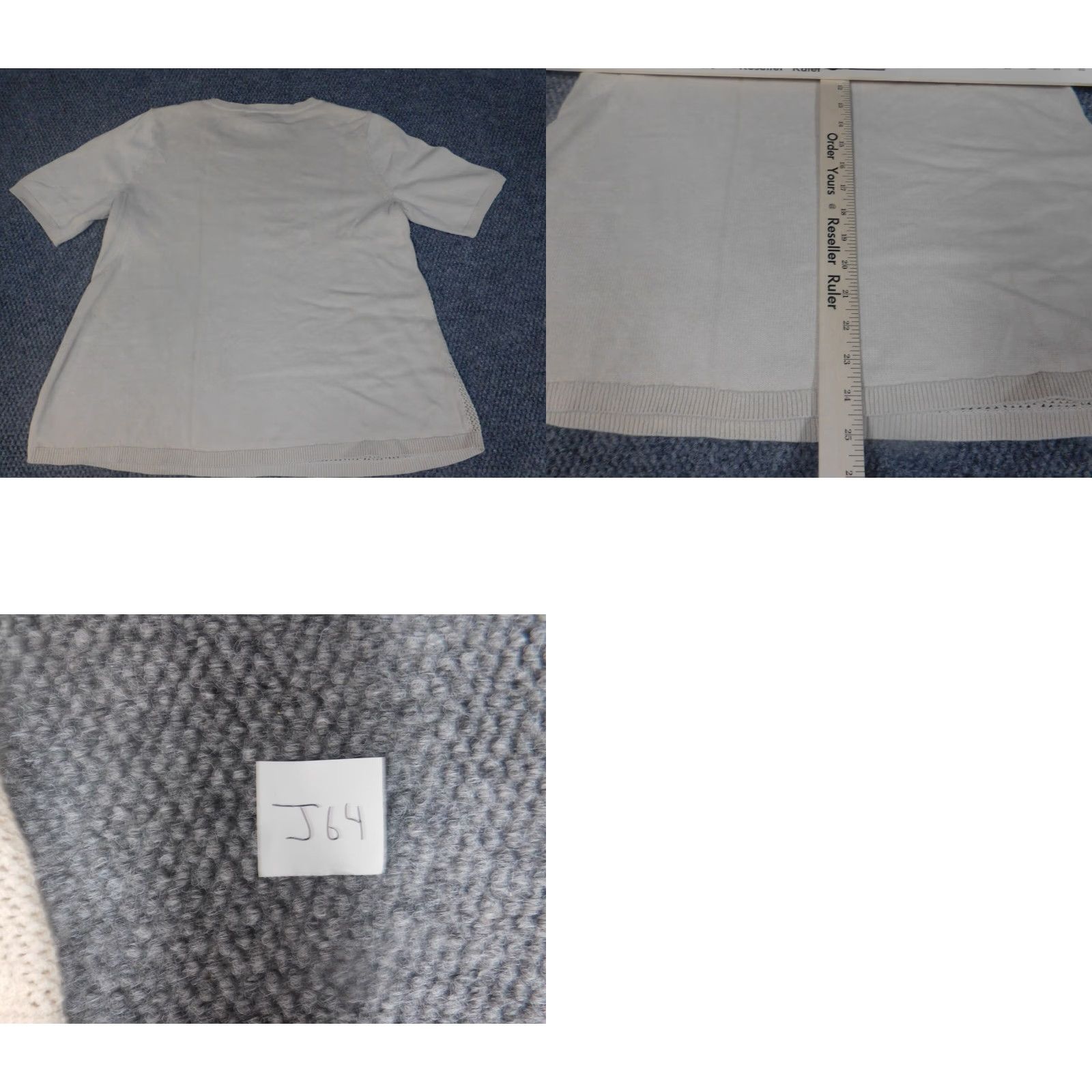 Vintage Nouveaux Womens Sweater L Beige Floral Knit Crew Neck Pullover Short Sleeve Cotton Lightweight Stretch Regular Womens Size L Size L / US 10 / IT 46 - 8 Thumbnail