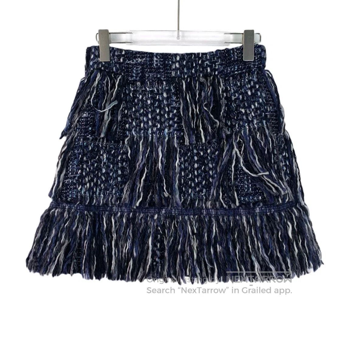 Dior blue wool fringed mini skirt by dior. Size US 38 / EU 54 - 2 Thumbnail