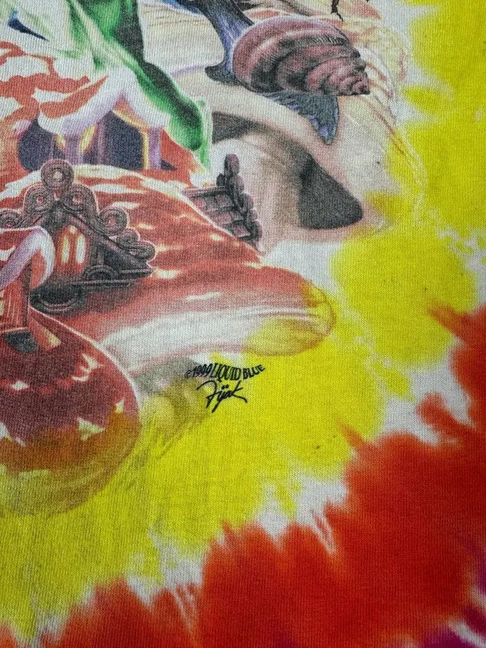 Vintage Vintage Liquid Blue Mushroom Garden Elf T Shirt Tie Dye 1999 Size US M / EU 48-50 / 2 - 10 Thumbnail