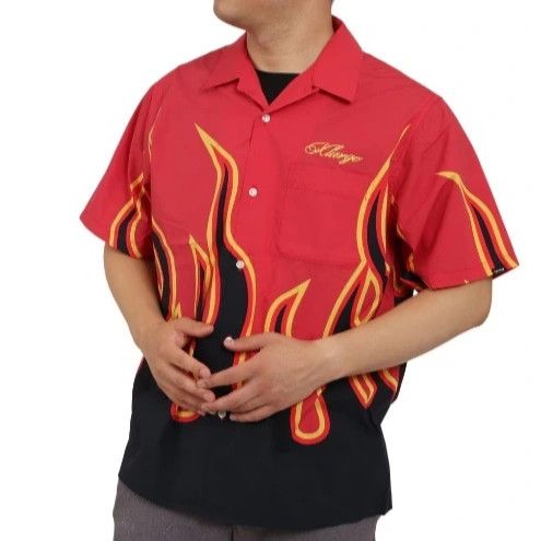 Japanese Brand XLARGE 🎳 Flame S/S Shirt ❤️‍🔥 Streetwear Bowling Size US XL / EU 56 / 4 - 1 Thumbnail