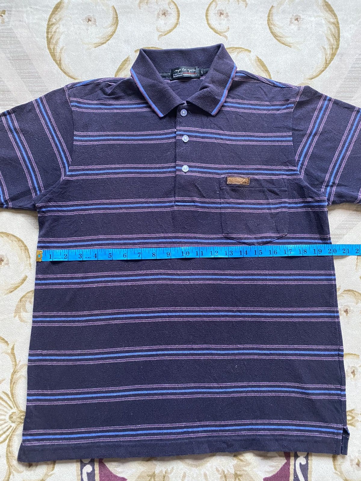Japanese Brand Kansai Yamamoto Up To You Single Pocket Striped Polo Tee Size US M / EU 48-50 / 2 - 9 Thumbnail