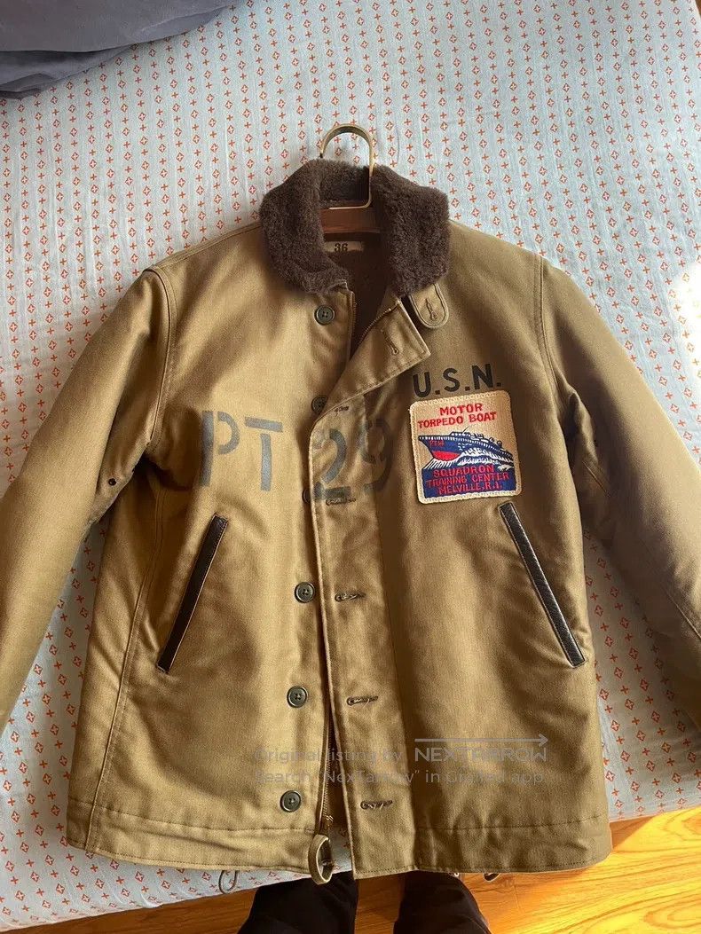 The Real McCoys N1 Alpaca Navy Deck Jacket
