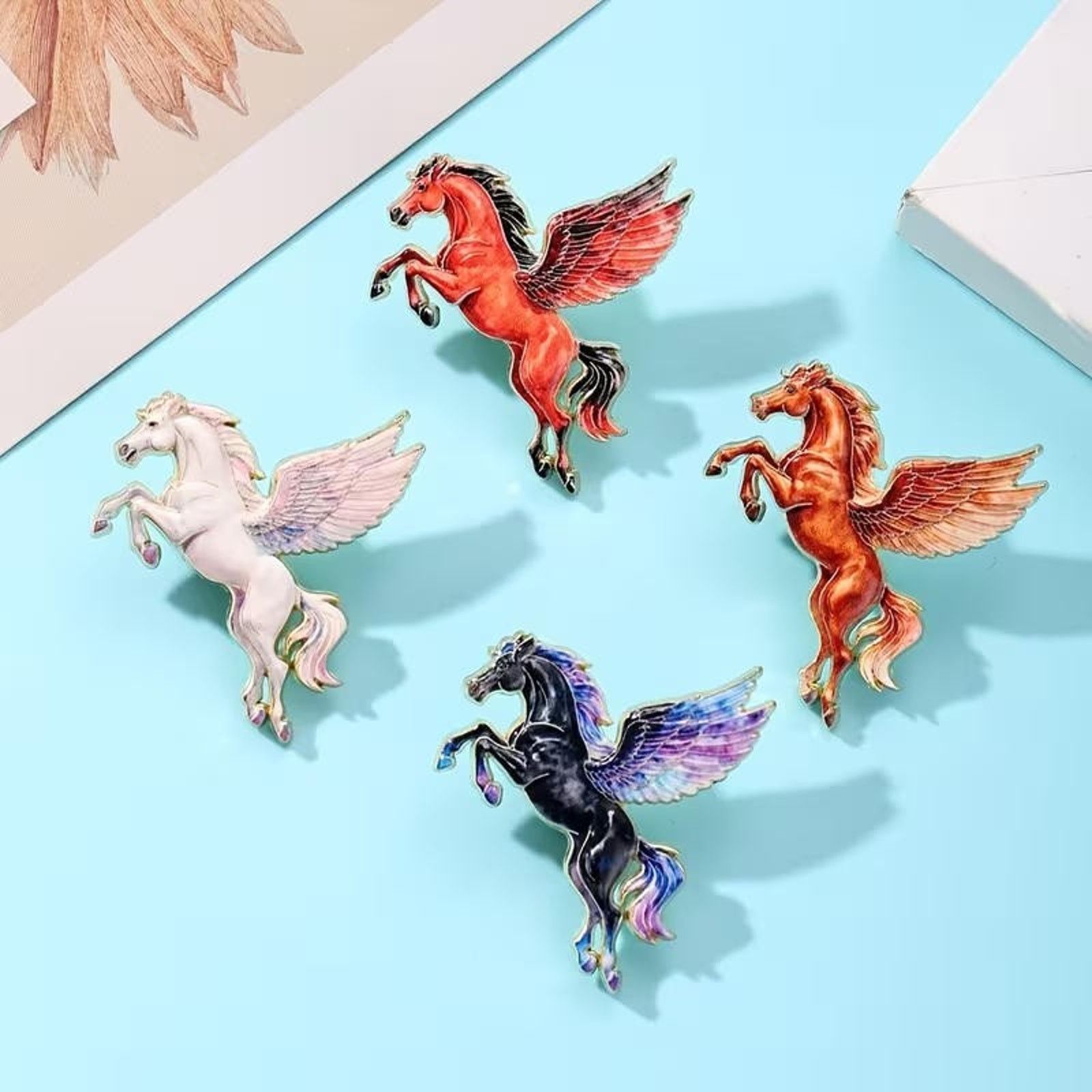 Other 4 pcs Pegasus Horse Enamel Brooch Clutch Pin Size ONE SIZE - 4 Thumbnail