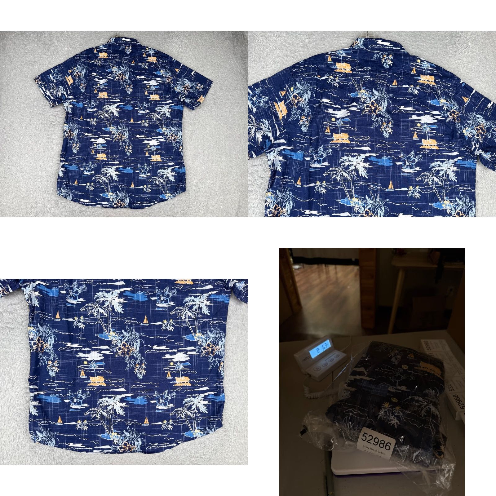 Izod VINTAGE IZOD Saltwater Shirt Men XL Blue Floral Palm Button Up Cotton Hawaiian Size US XL / EU 56 / 4 - 9 Thumbnail