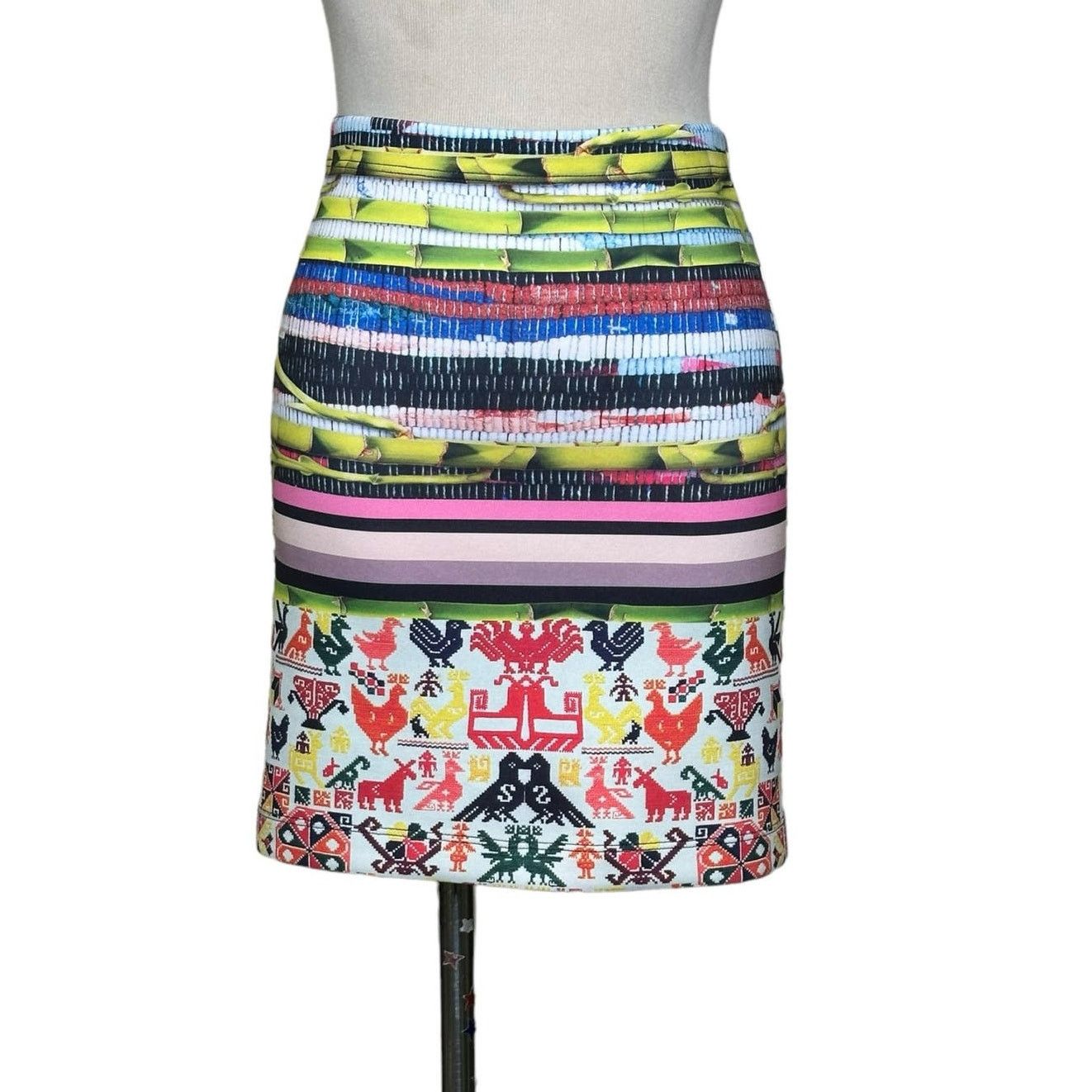 Clover Canyon CLOVER CANYON Surf Shack neoprene mini pencil skirt size XS Size 26" / US 2 / IT 38 - 2 Thumbnail