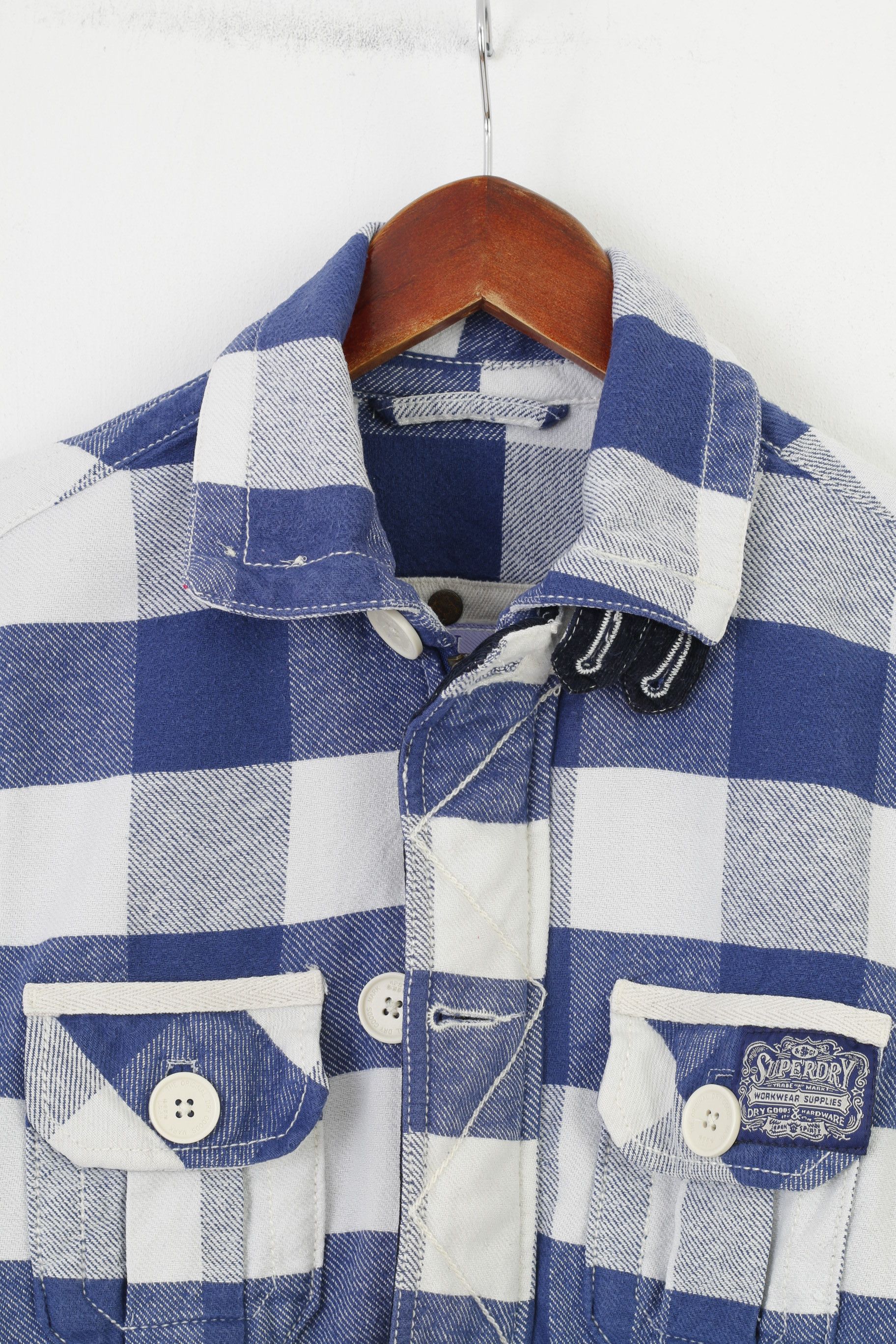 Superdry Superdry Men S Jacket Checkered Blue White Cotton 2205 Size US S / EU 44-46 / 1 - 2 Thumbnail