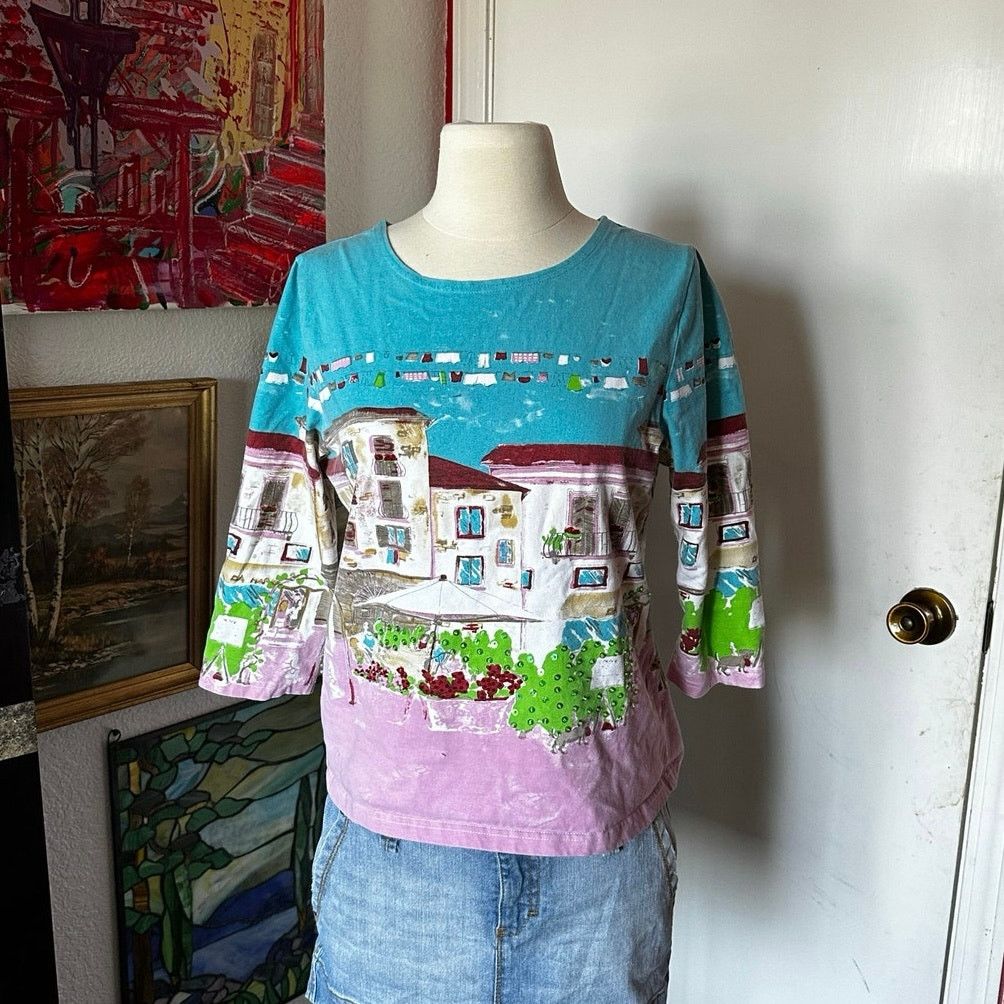 Coldwater Creek coldwater creak town graphic mid sleeve shirt Size S / US 4 / IT 40 - 1 Thumbnail