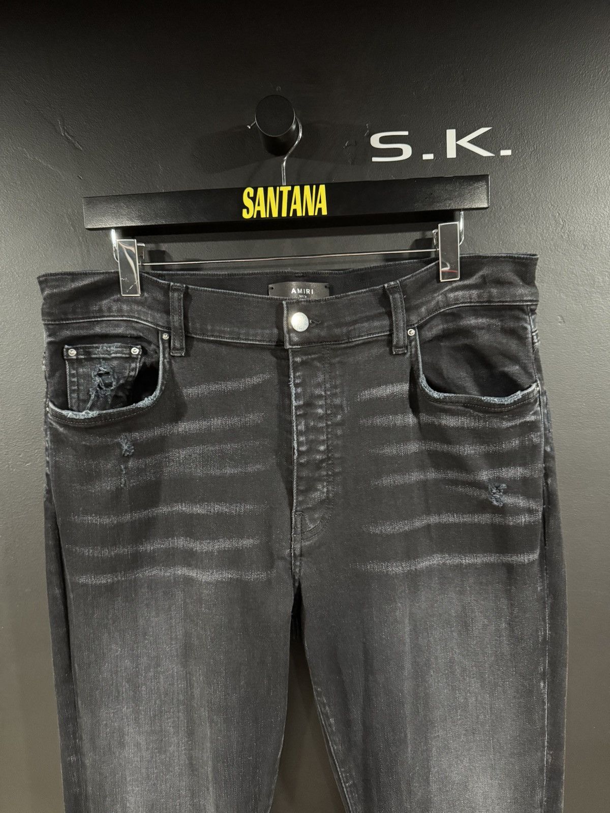 Amiri Amiri Faded Black Stacked Denim Jeans 36x34 Size US 36 / EU 52 - 2 Thumbnail